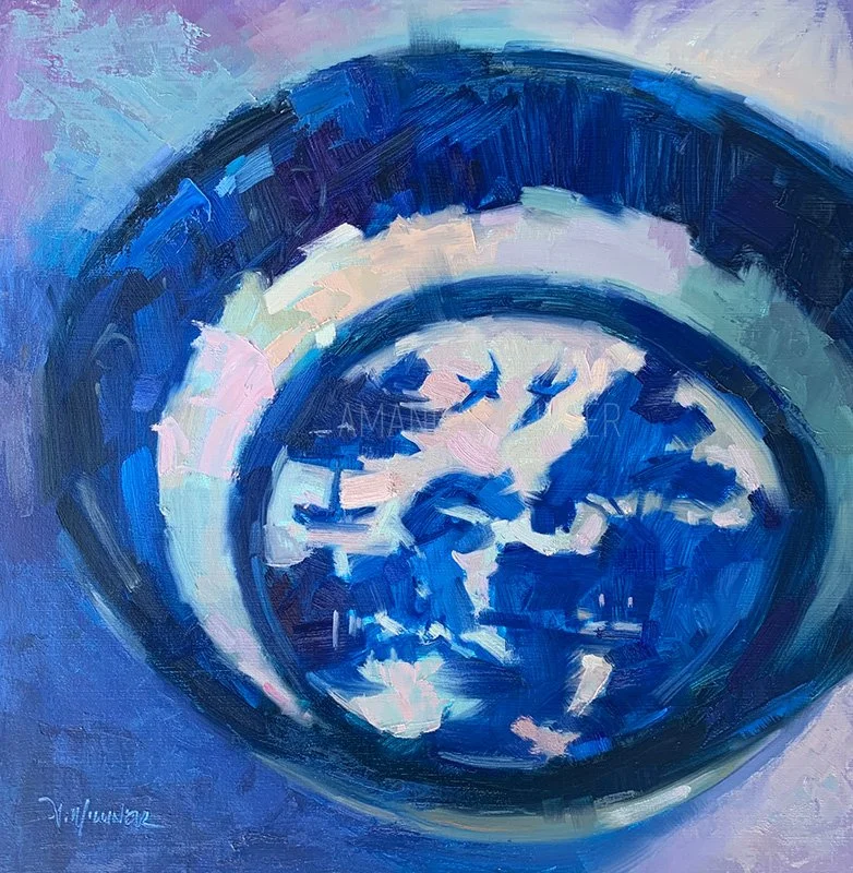 Blue and White IV, 16x16", oil
