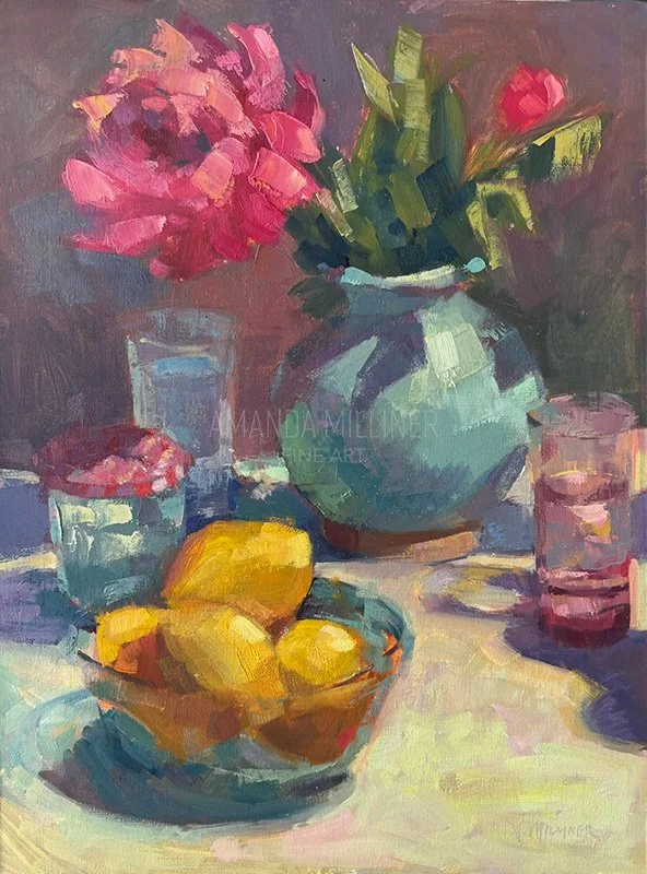 Sunlit peony, 12x16", oil