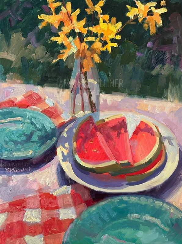 Watermelon stillife, 12x16", oil, SOLD