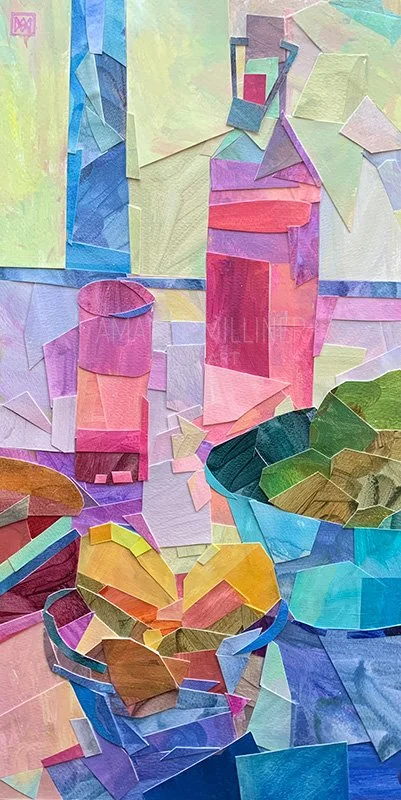 Pink Lemonade, 12x24" Acrylic collage