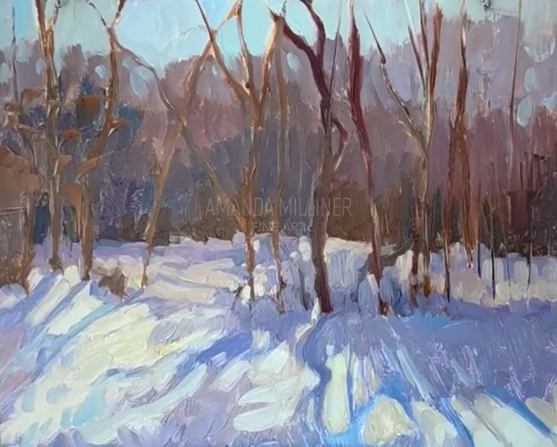 Trees in the snow, oil, 2026