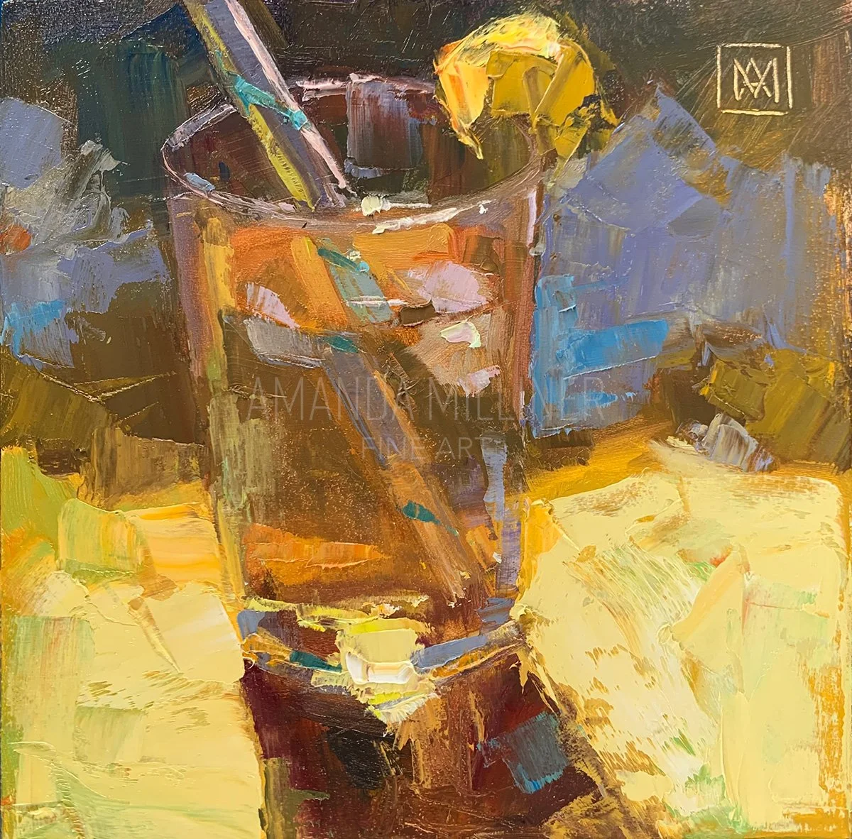 Iced Tea, oil, 8x8", 2024