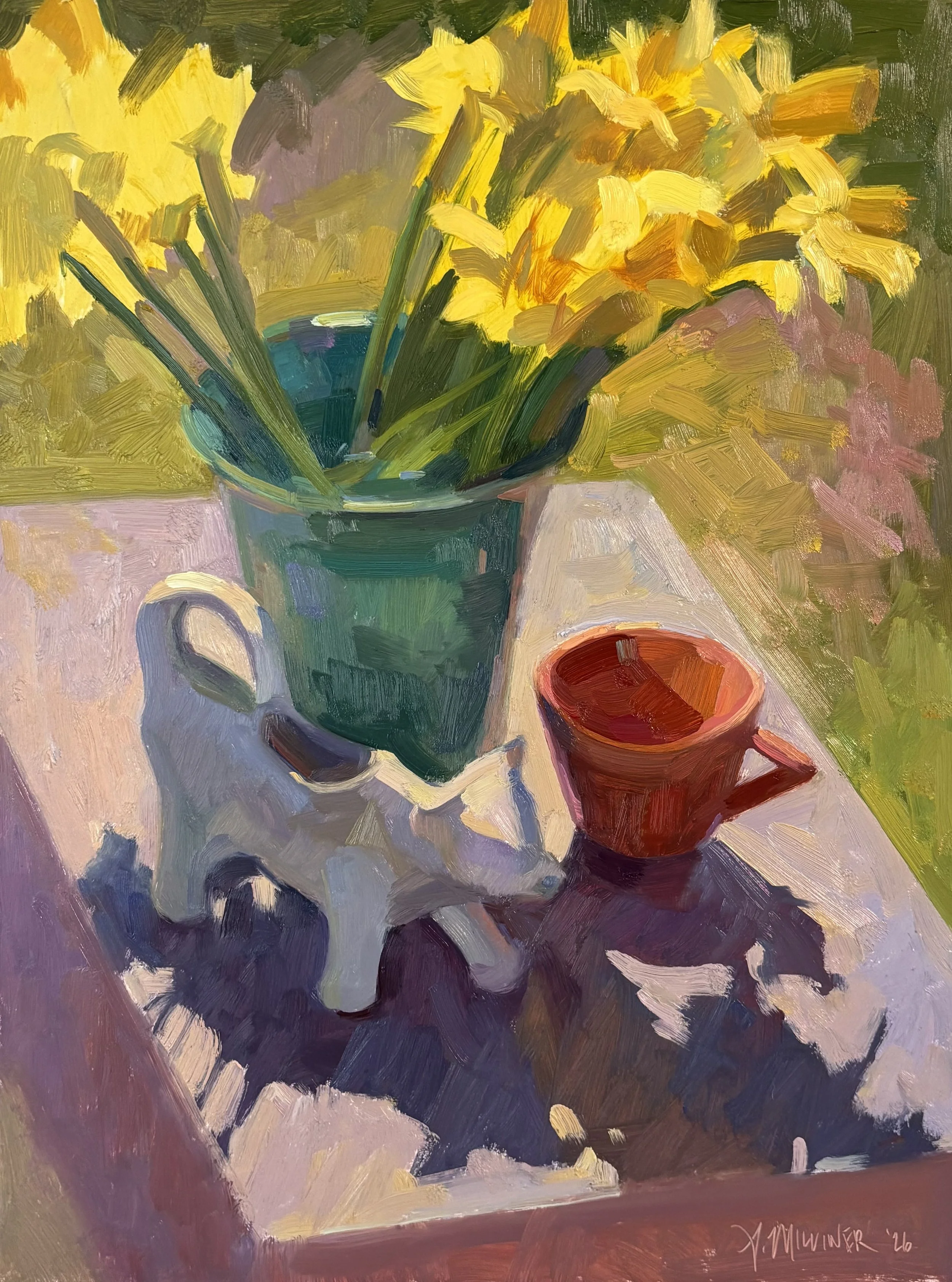 Sunlit Daffodils, 16x12", oil