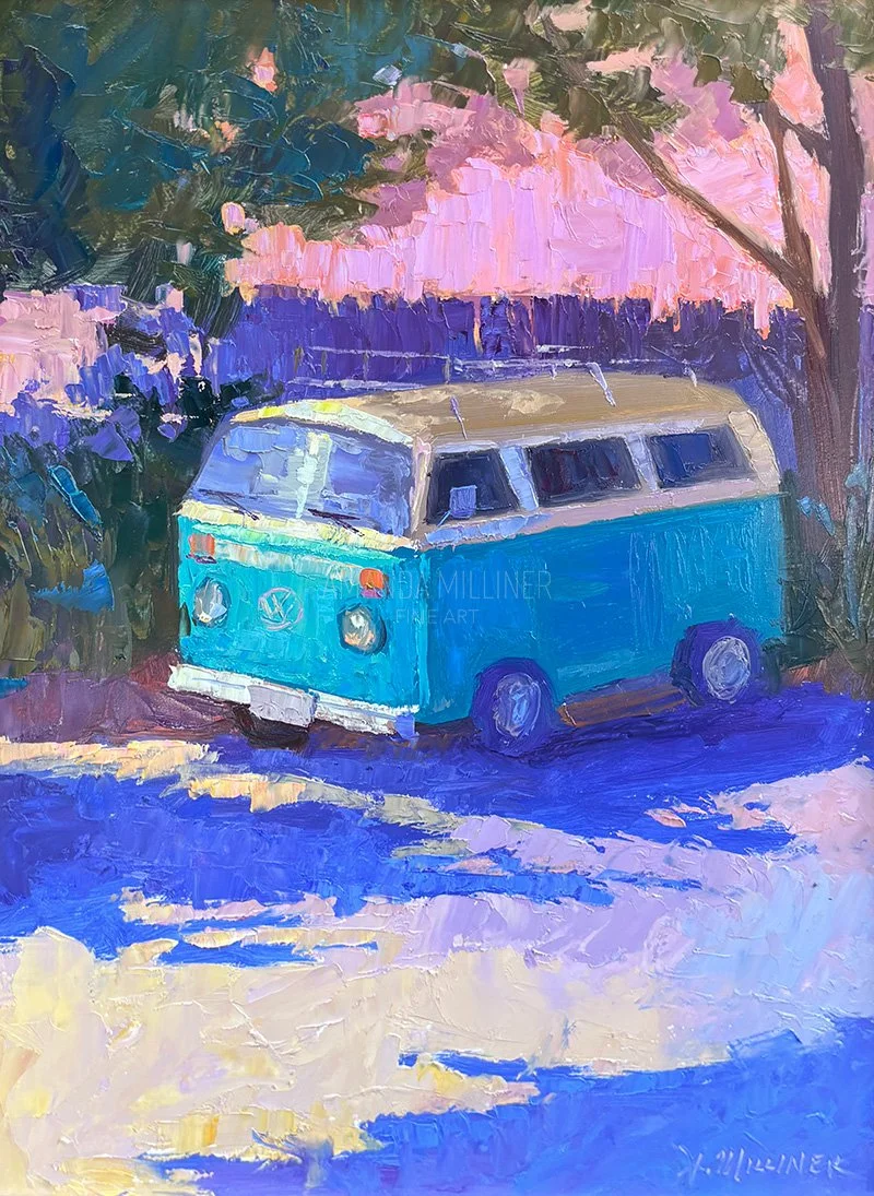 Hitchin' a ride, 12x16" oil