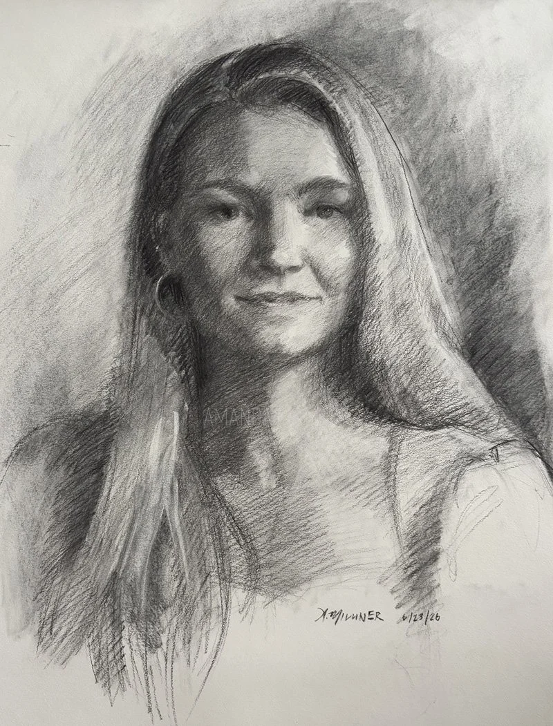 Portrait of Sarah, Charcoal drawing, 2026