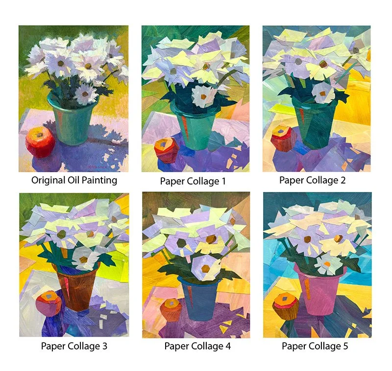 Daisies Series, Acrylic Paper Collages, 2026