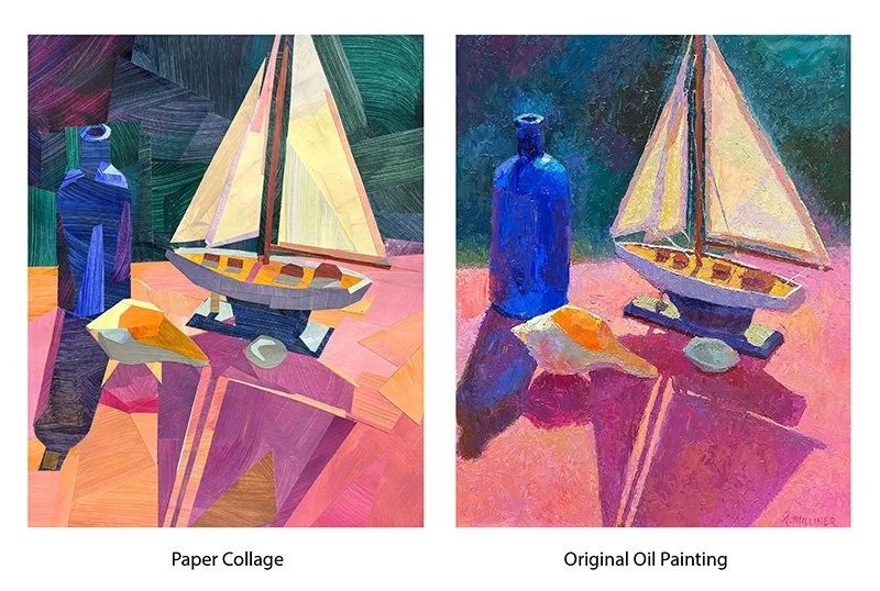Sail Shadows, Acrylic Paper Collage, 2026