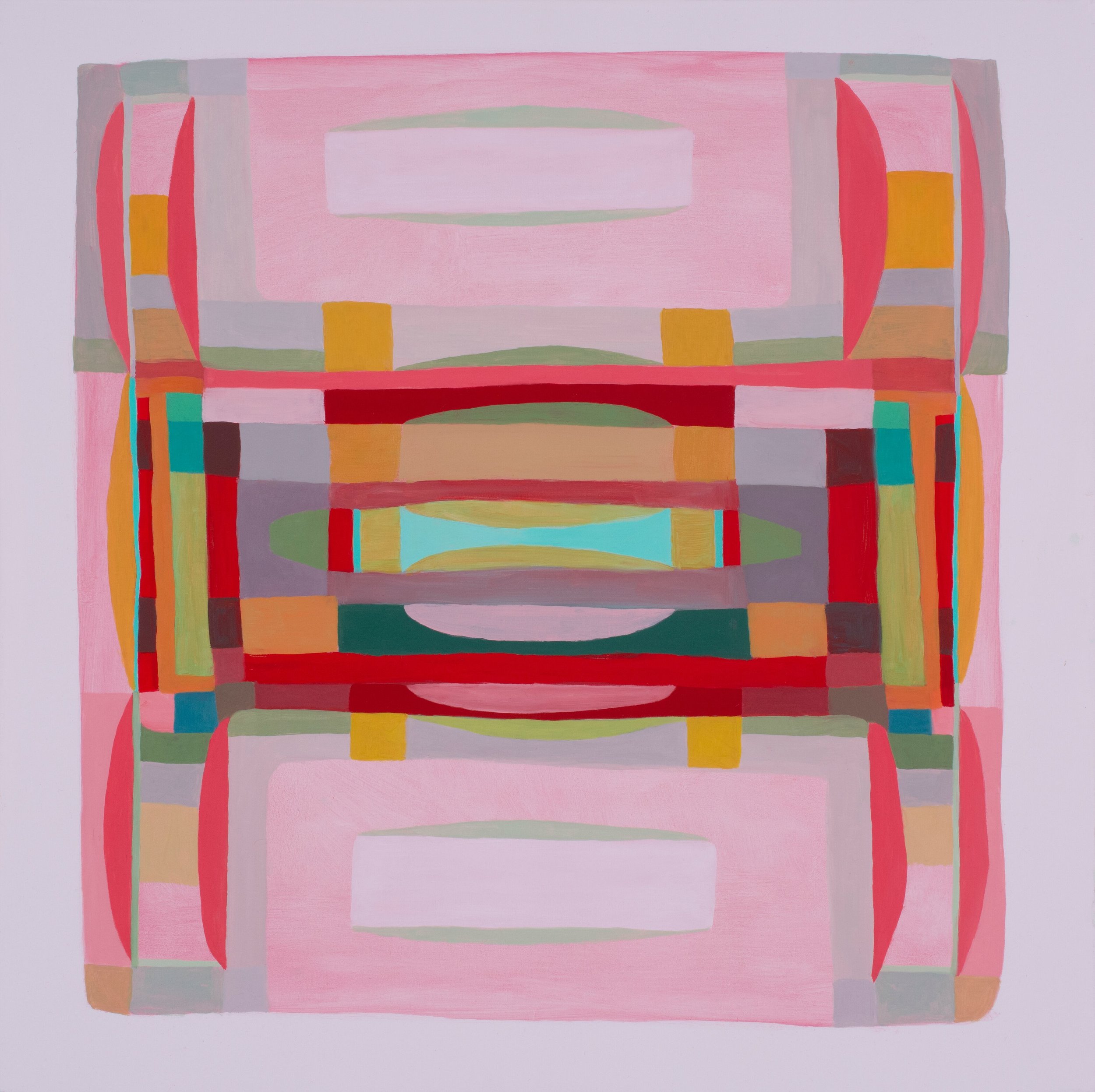 Pink Compression, 2017, oil on panel, 18” x 18”