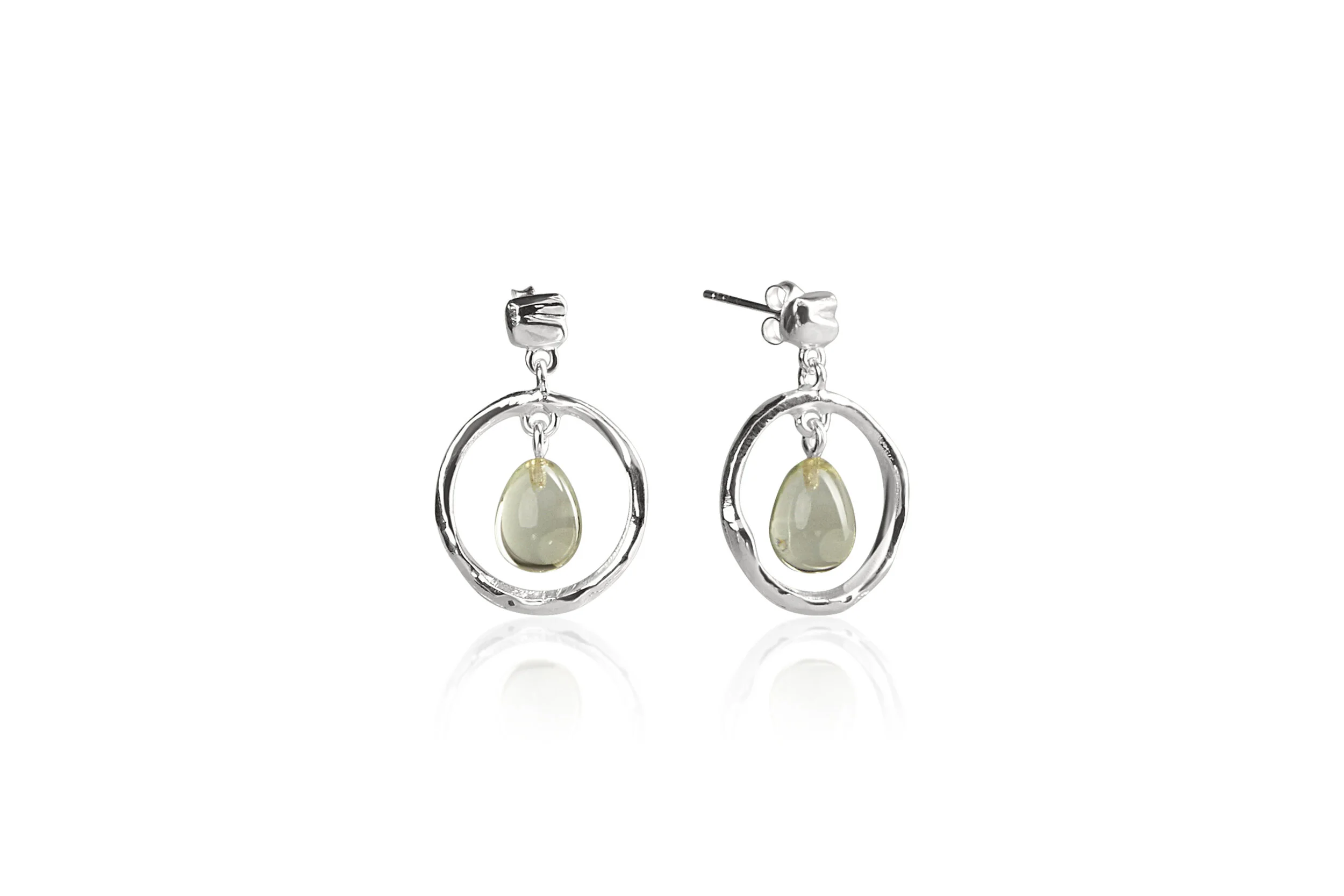 Round branch earrings with Prasiolite