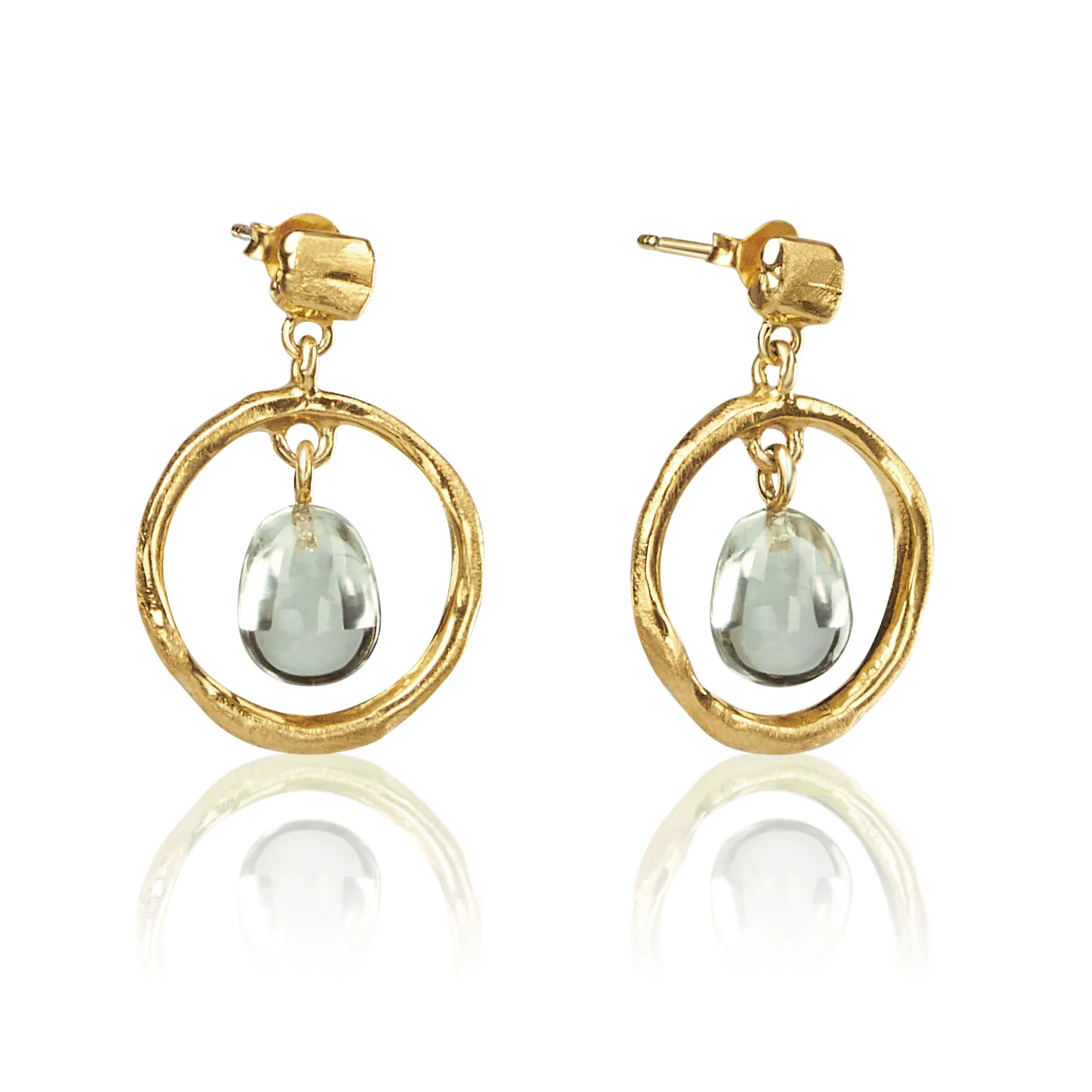 Round branch earrings with Prasiolite