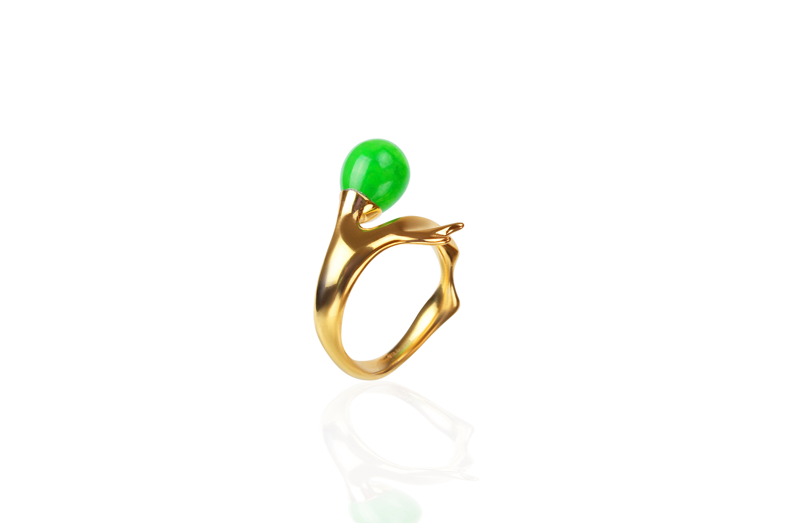 Branch ring with Jade 