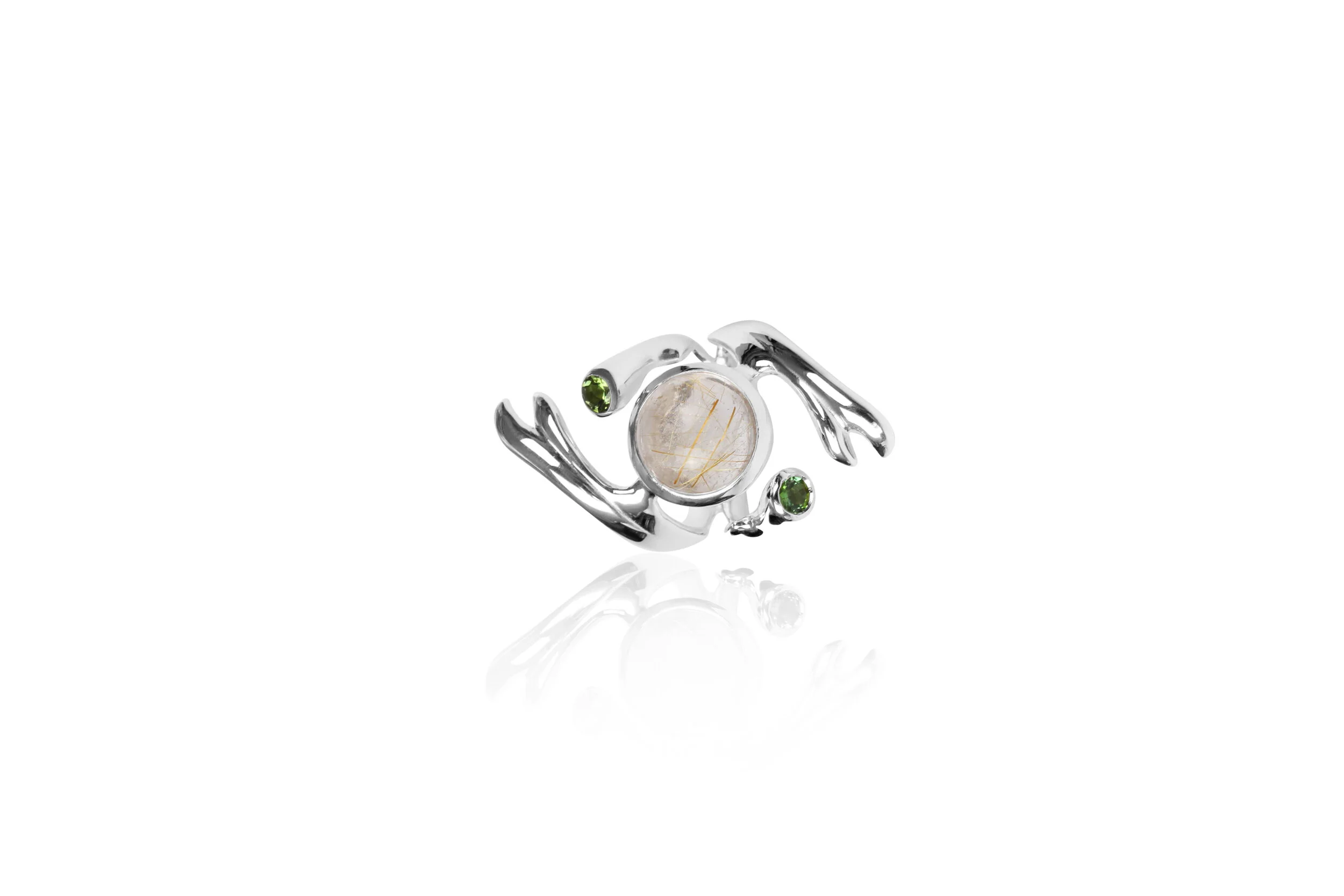 Freesia ring with Rutile quartz