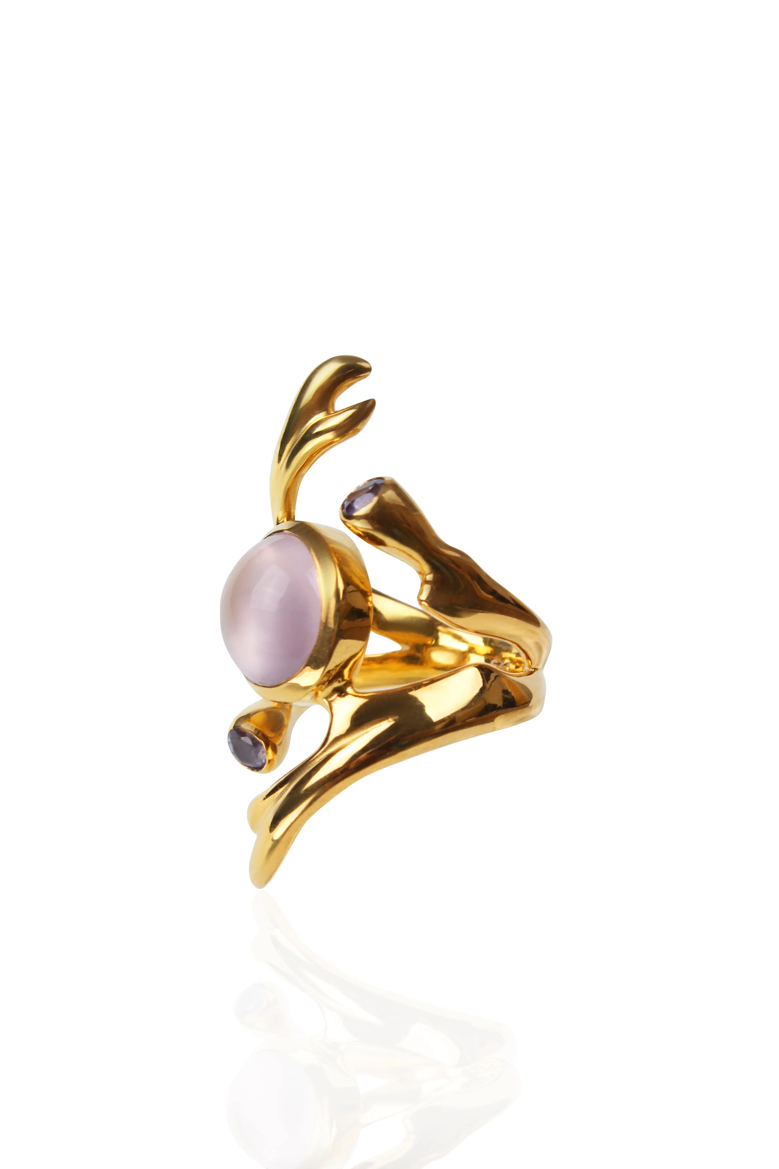Freesia ring with Rose quartz