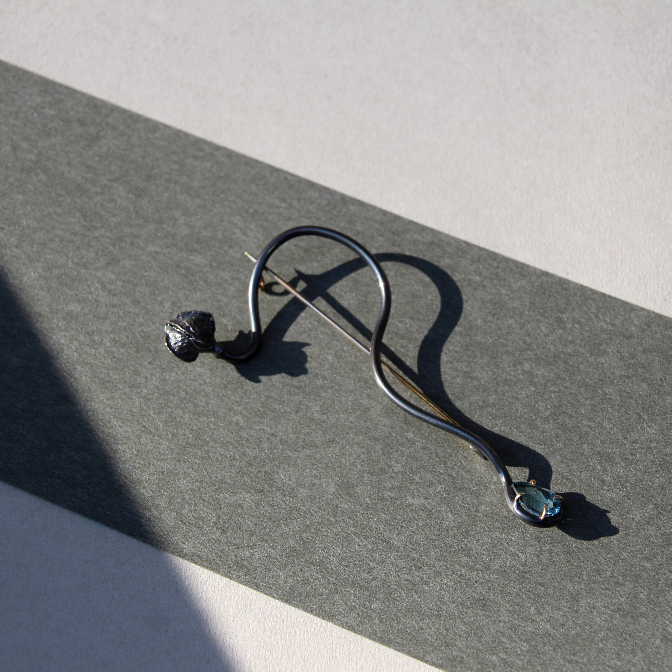 Seed brooch with London Blue Topaz 