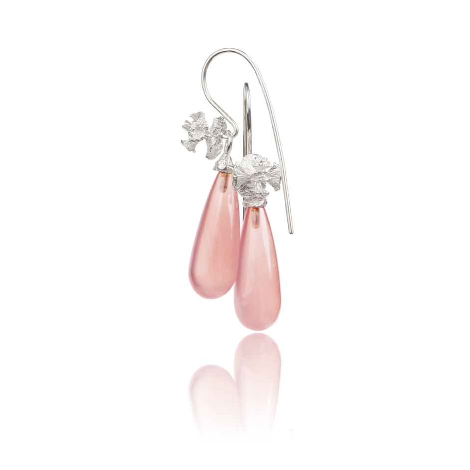 Thuja earrings with rose Calcedony