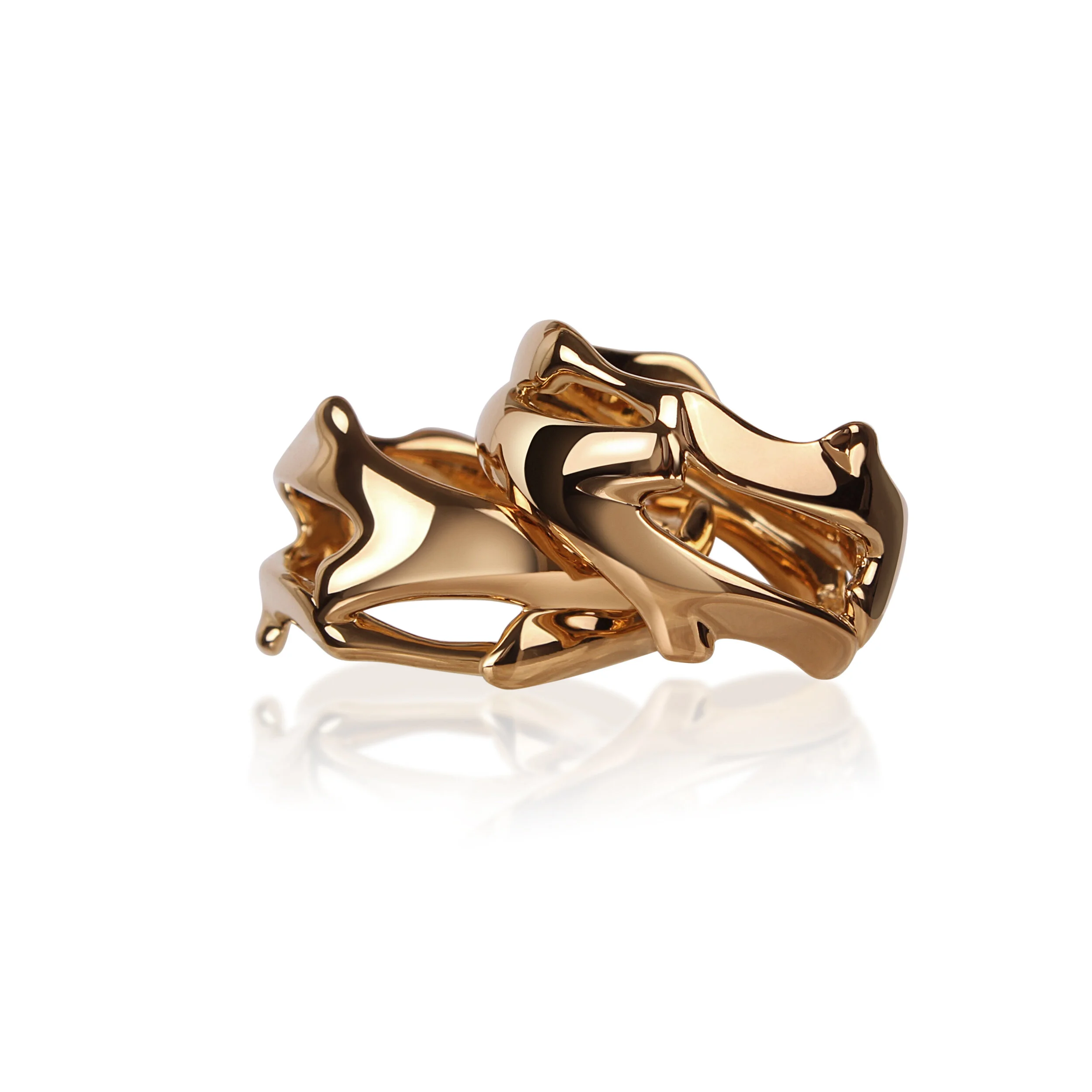 Double branch ring, gold plated.