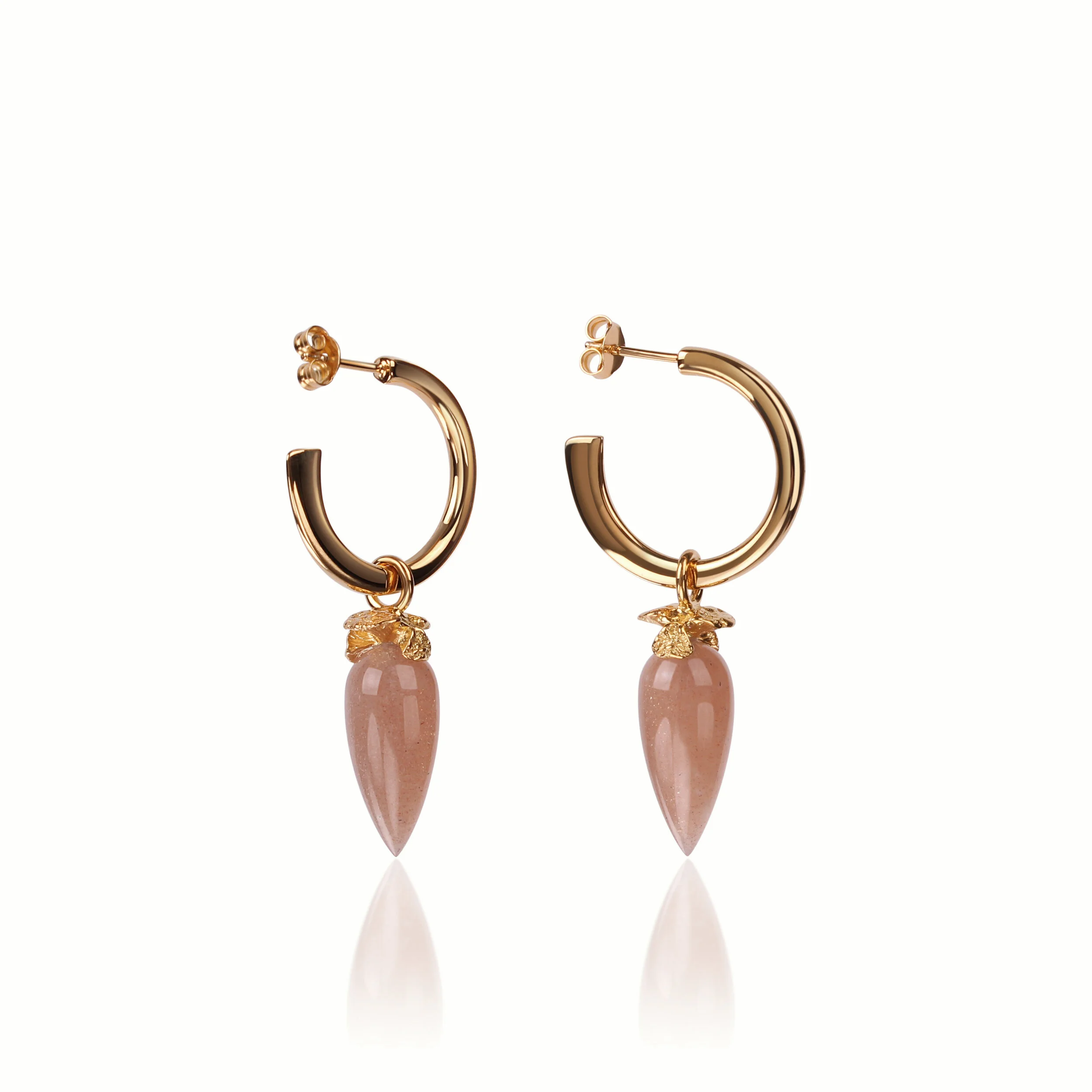 Thuja earrings with Rose moon stone