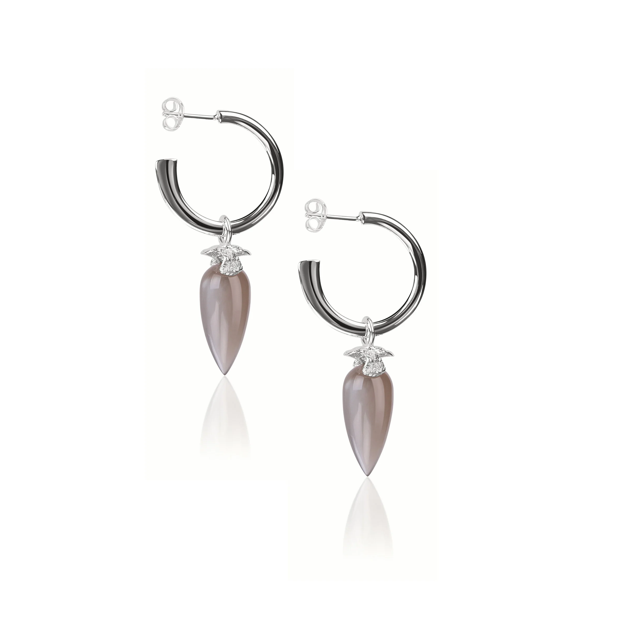 Thuja earrings with Grey moon stone