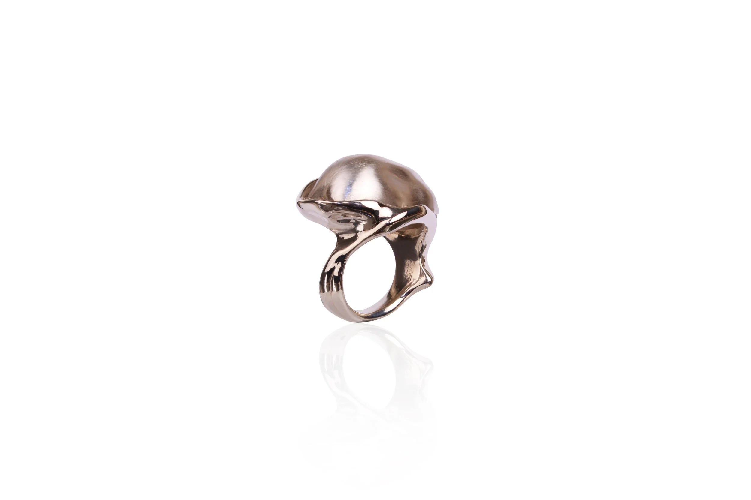 Silver pearl ring, oxidised.