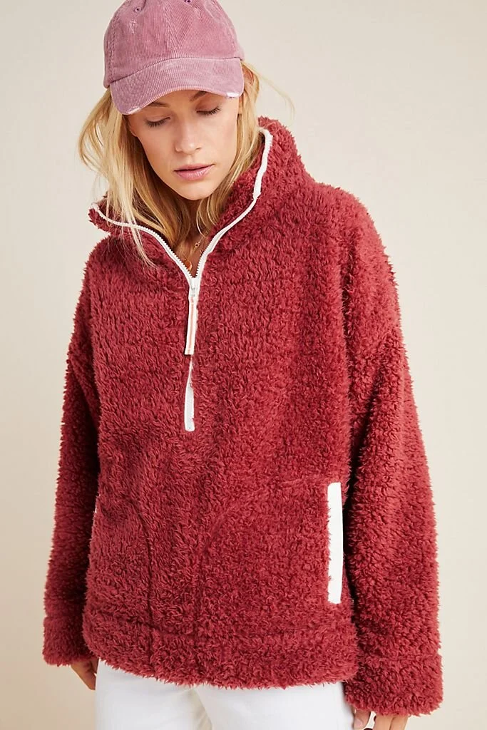 Annette Sherpa Pullover from Anthropologie // On SALE”I’ve barely taken off that sweater since this started. Most of my loungewear has come from Antrhopologie.”