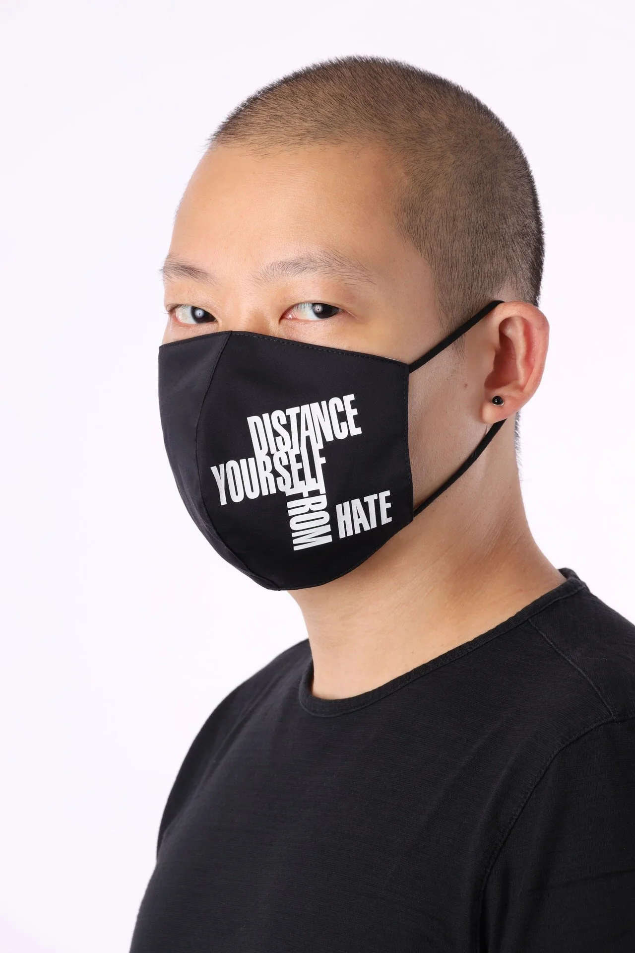 Jason Wu in “Distance Yourself From Hate” Mask worn at his Spring 21 Fashion Show in NYC