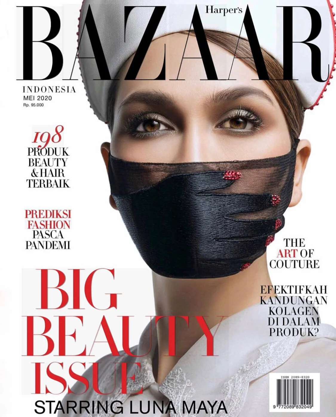 Harper’s Bazaar Magazine cover featuring Hian Tjen couture face mask