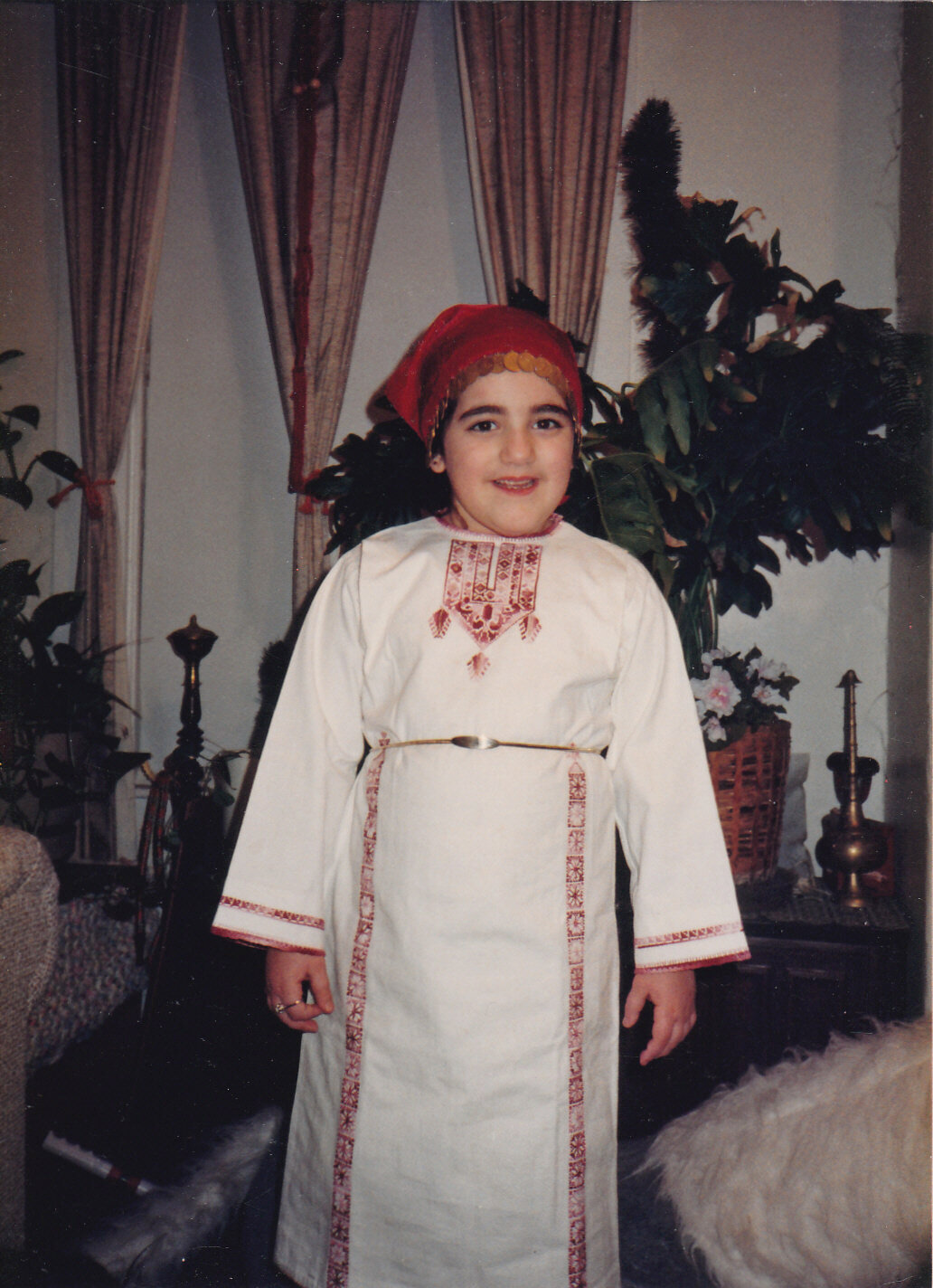  Circa 1987. Wafa preparing for a demonstration with her mother, when she was 4 years old. 