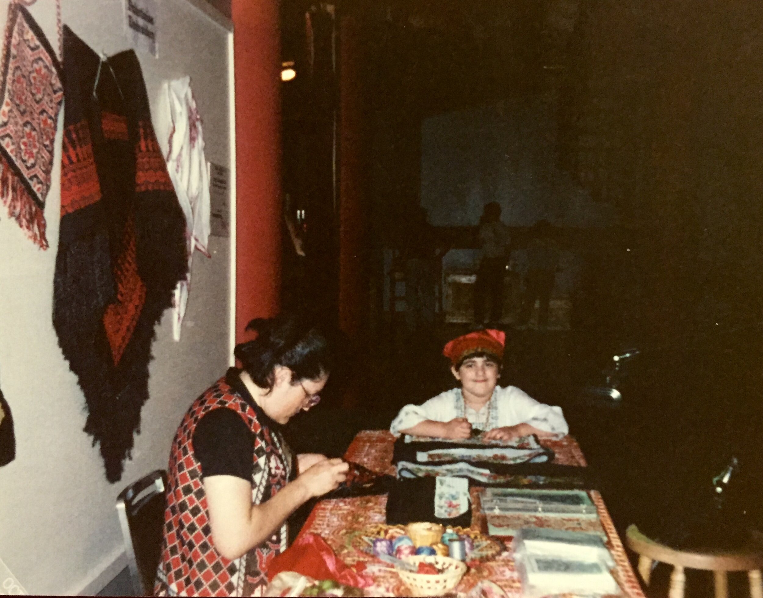  Wafa and her mother during a demonstration and class in Massachusetts, in 1989. 