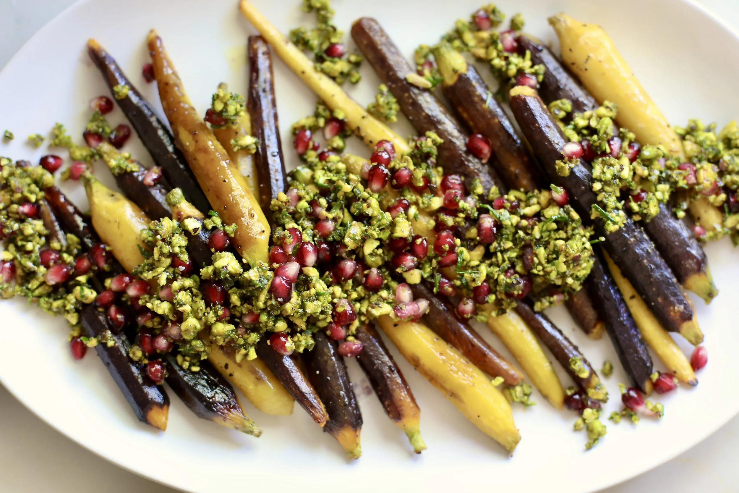 Roasted Carrots with Pistachio and Pomegranate Gremolata