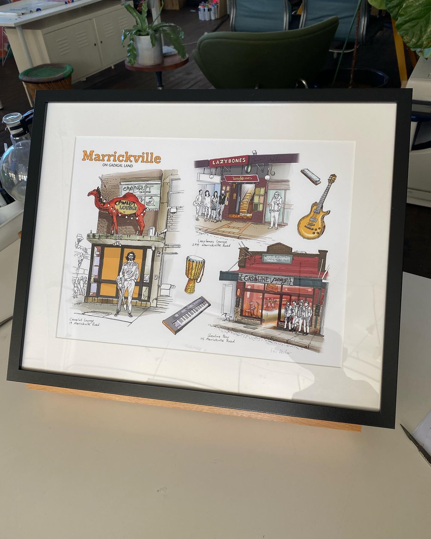 &lsquo;Marrickville On Gadigal Land.&rsquo;
Framed and now in the window at Artisans&rsquo; Nest Newtown, my homage to Marrickville as one of the premier live-music precincts in Sydney!
$195 for a framed print.
$170 print only.

Lazybones Lounge, Cam