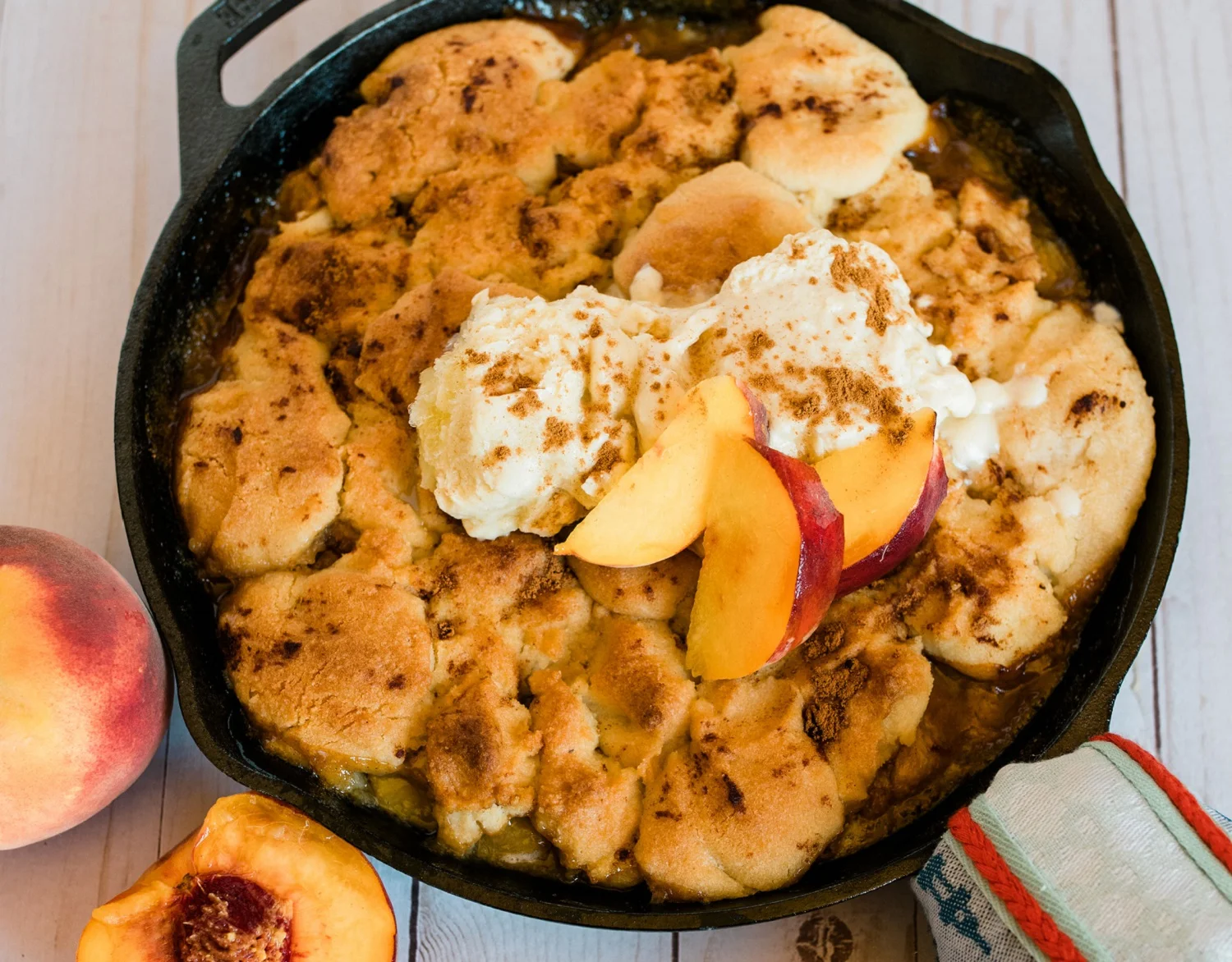 Healthy Skillet Peach Cobbler