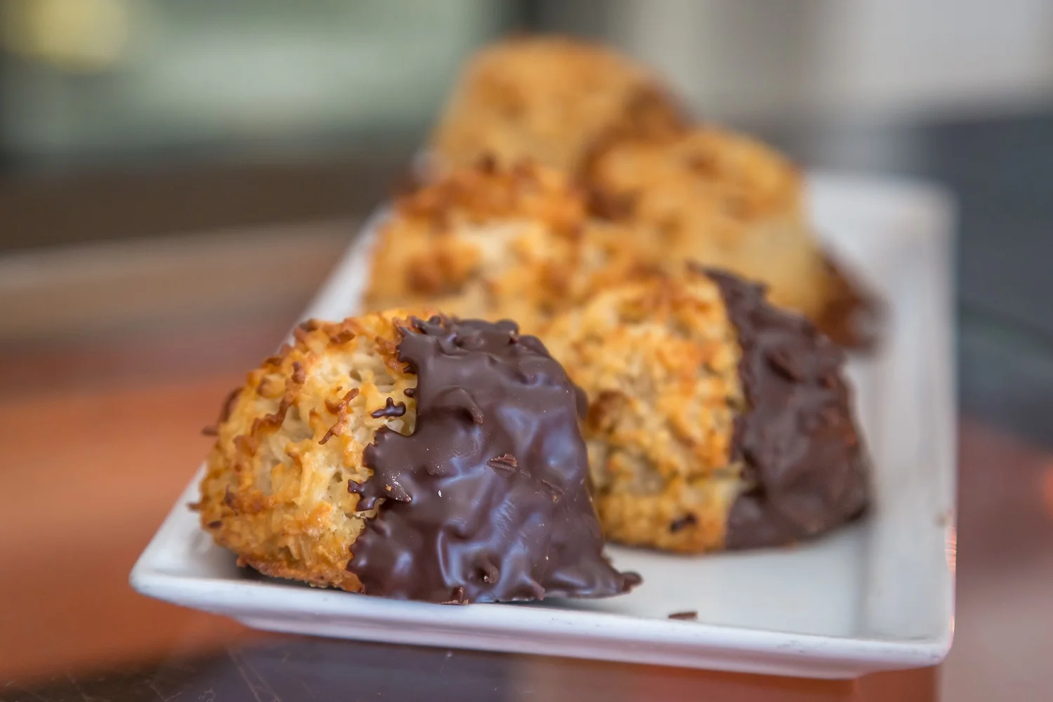 Chocolate-Dipped Coconut Macaroons 