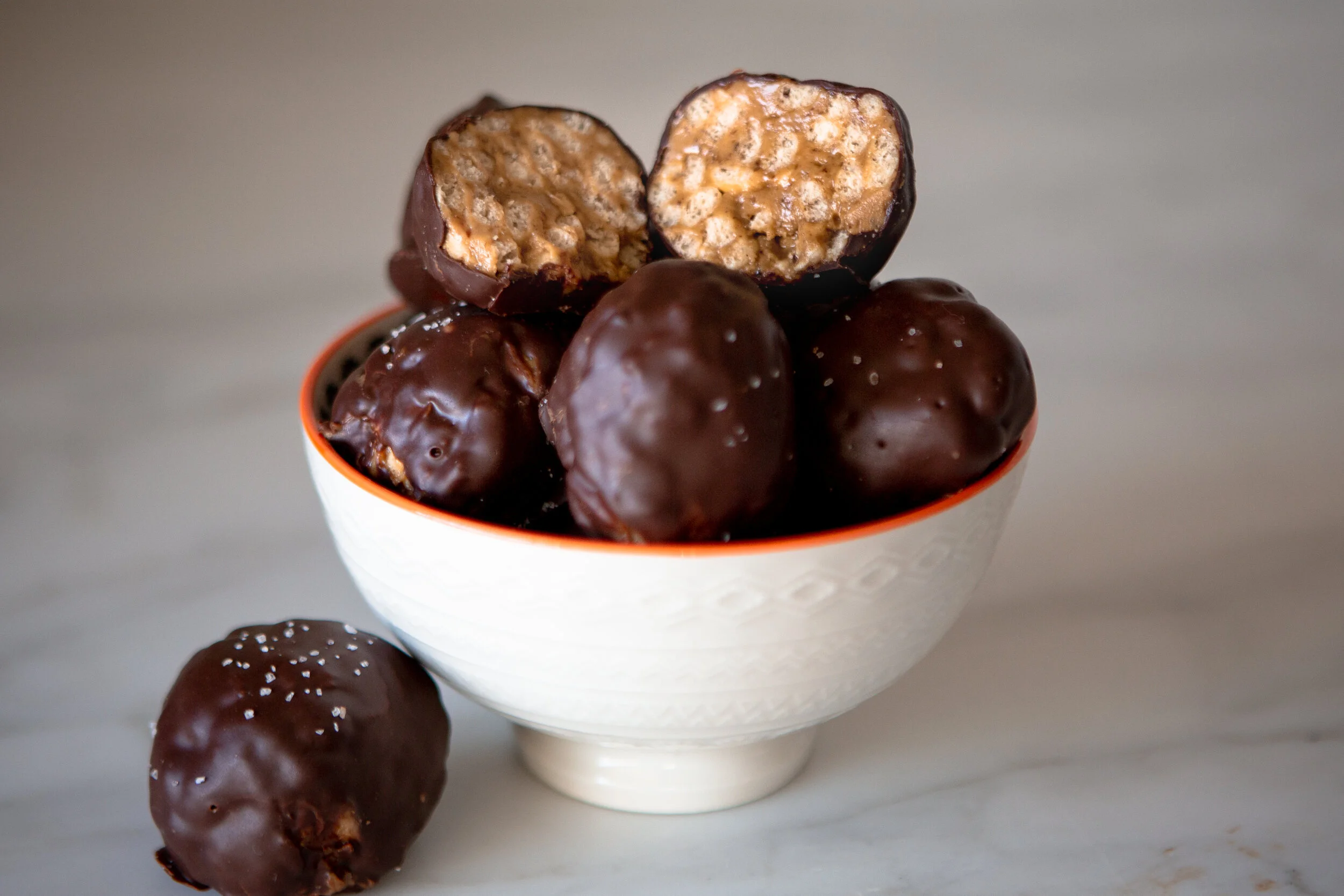 Peanut Butter Chocolate Krispie Bon Bons