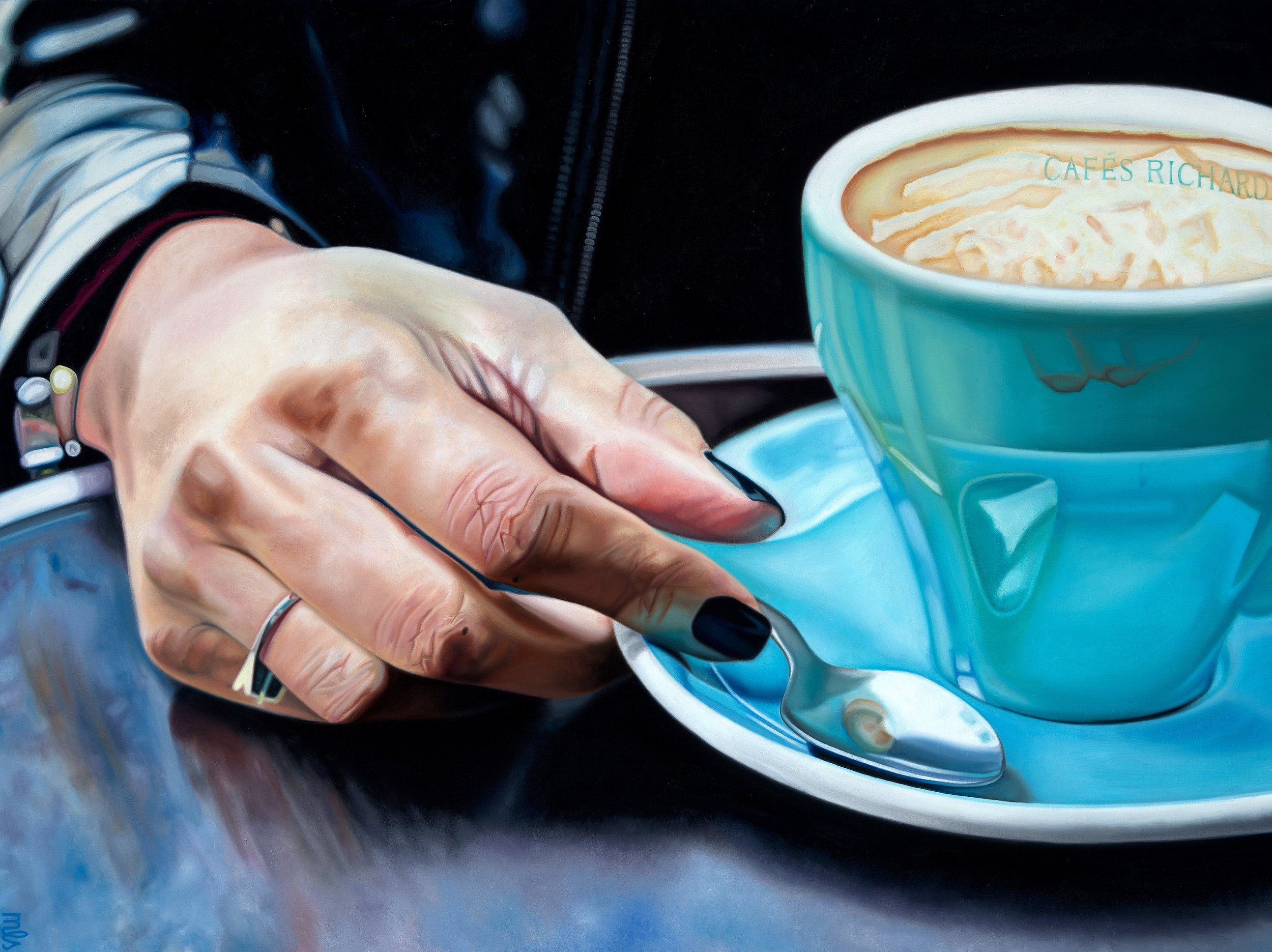  Café Richard, oil on canvas, 36″ x 48,” 2018 (SOLD). 