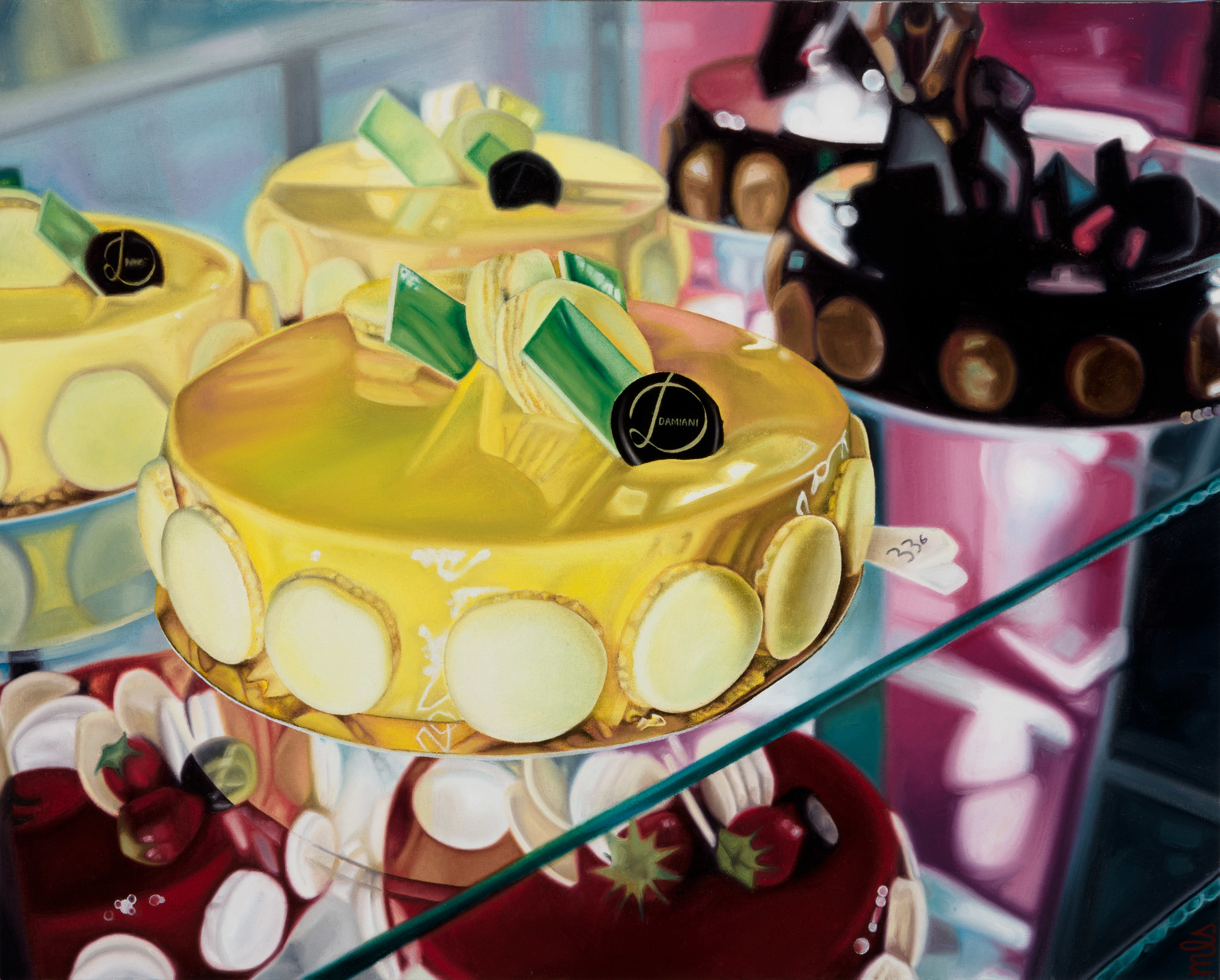  Bonbon Cakes, oil on canvas, 24 ” &nbsp;x 30,” 2015 (SOLD). 