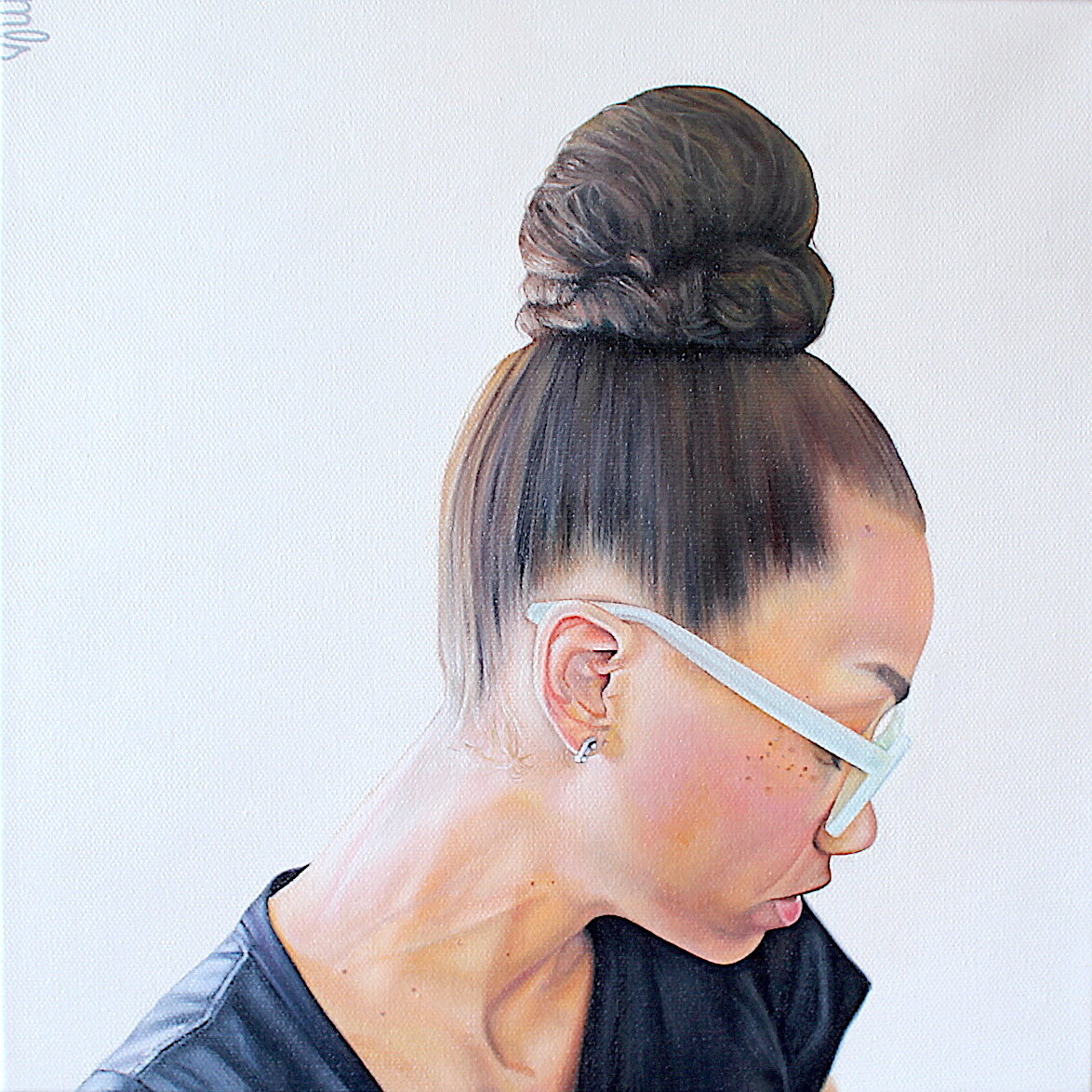  Self-Portrait: Madelyn, oil on canvas, 12″ x 12,” 2020 (SOLD). 