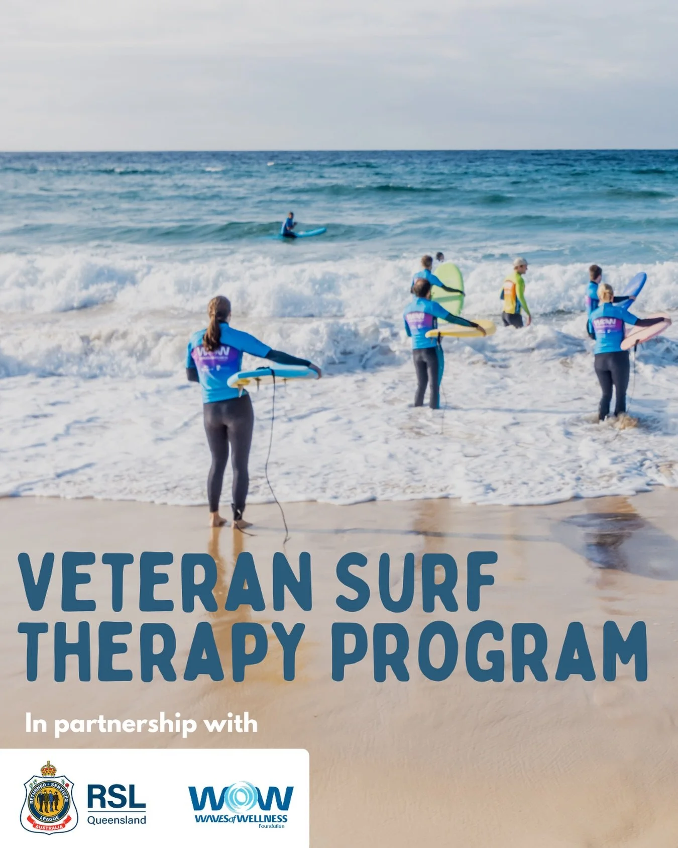 Another powerful Veteran Surf Therapy program delivered in partnership with RSL Queensland.

Over the past weeks, participants in Noosa strengthened connection, built confidence, and experienced firsthand the positive impact of movement, community, a
