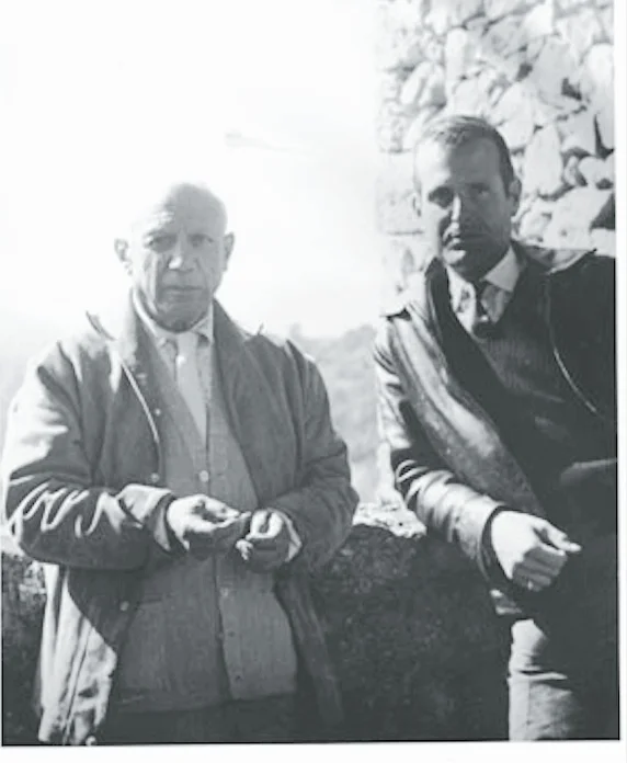 with Pablo Picasso in the South of France, late 1950s.