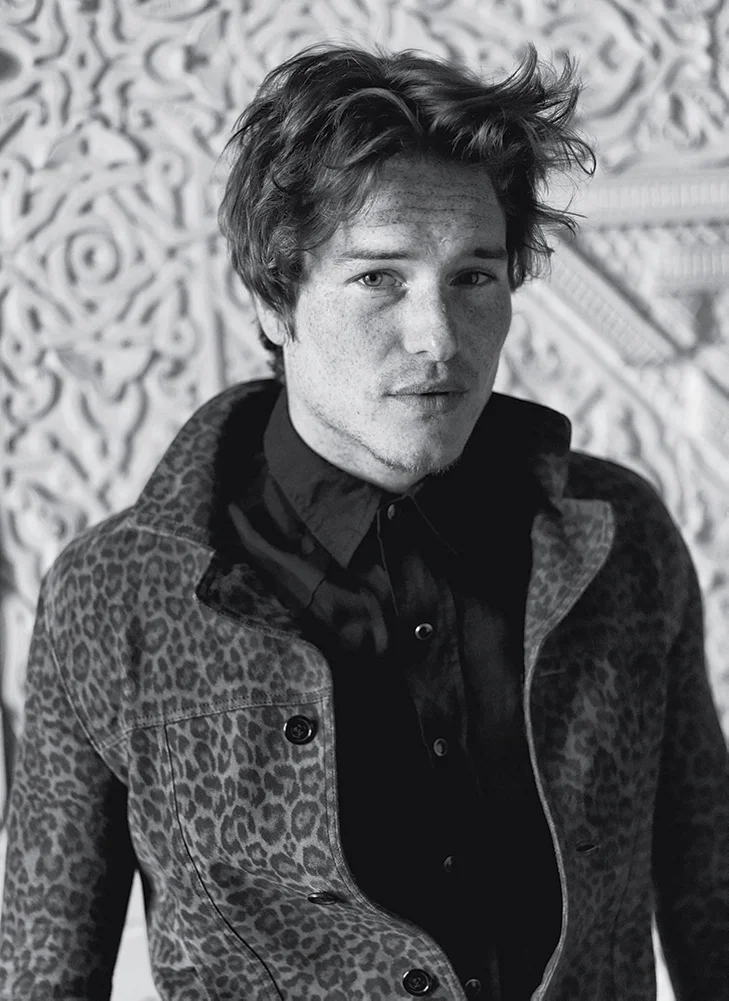 Suede babycat-print jacket and cotton western shirt SAINT LAURENT by HEDI SLIMANE