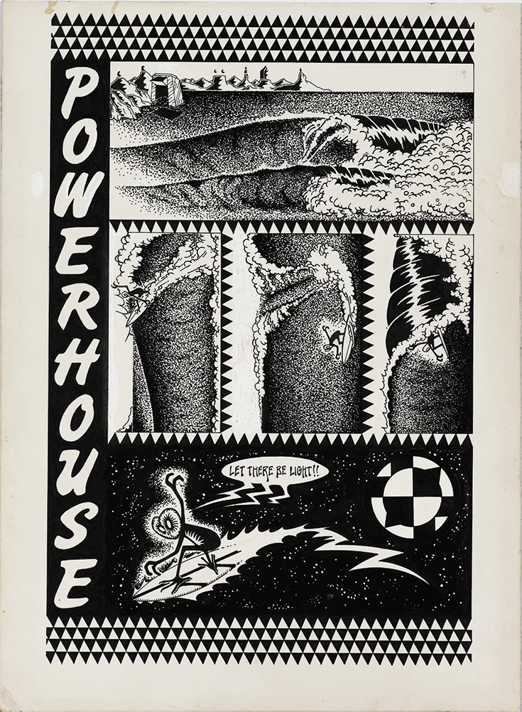 Jim Evans Underground Comic "Powerhouse", 1967 Ink on museum board
