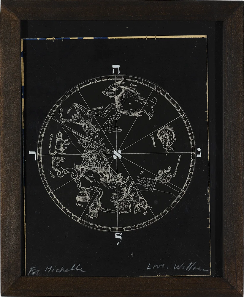 Wallace Berman Untitled (Round astrologicalmap), 1973 Black verifax collage