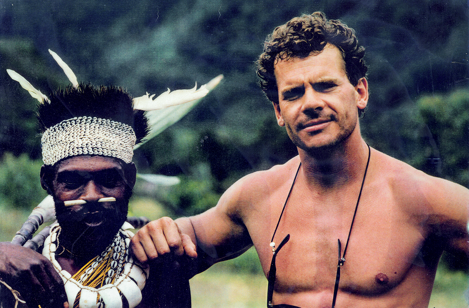 With Papuan guide during the discovery and exploration of the world’s largest river cave, Gulf Province, Papua New Guinea.