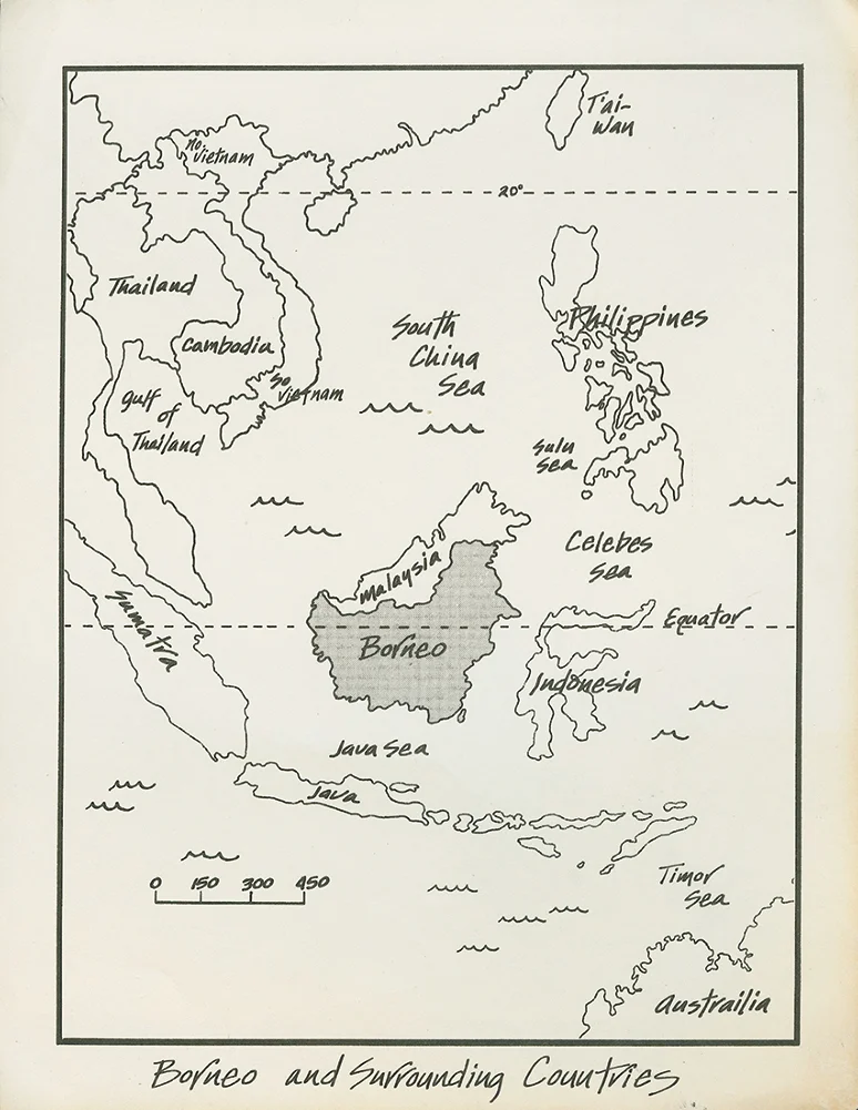Artist rendition of the route, Great Borneo Traverse.