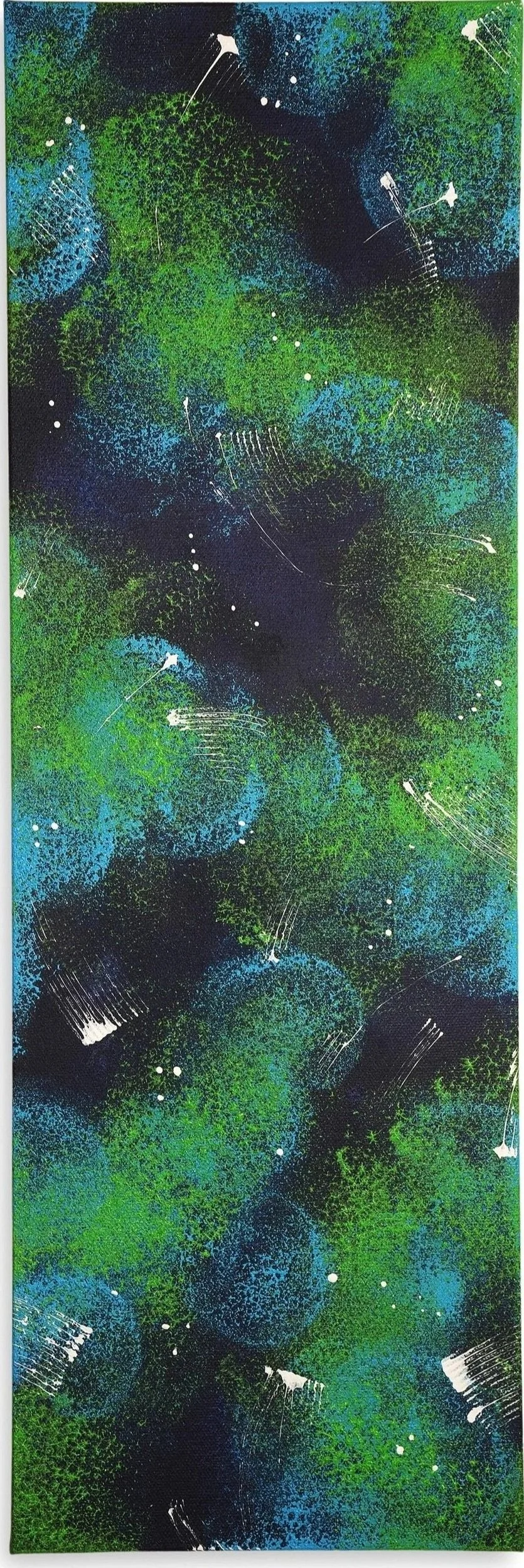 Ocean Milkyway - Abstract art with sponge pattern in dark blue, light blue and green. 
