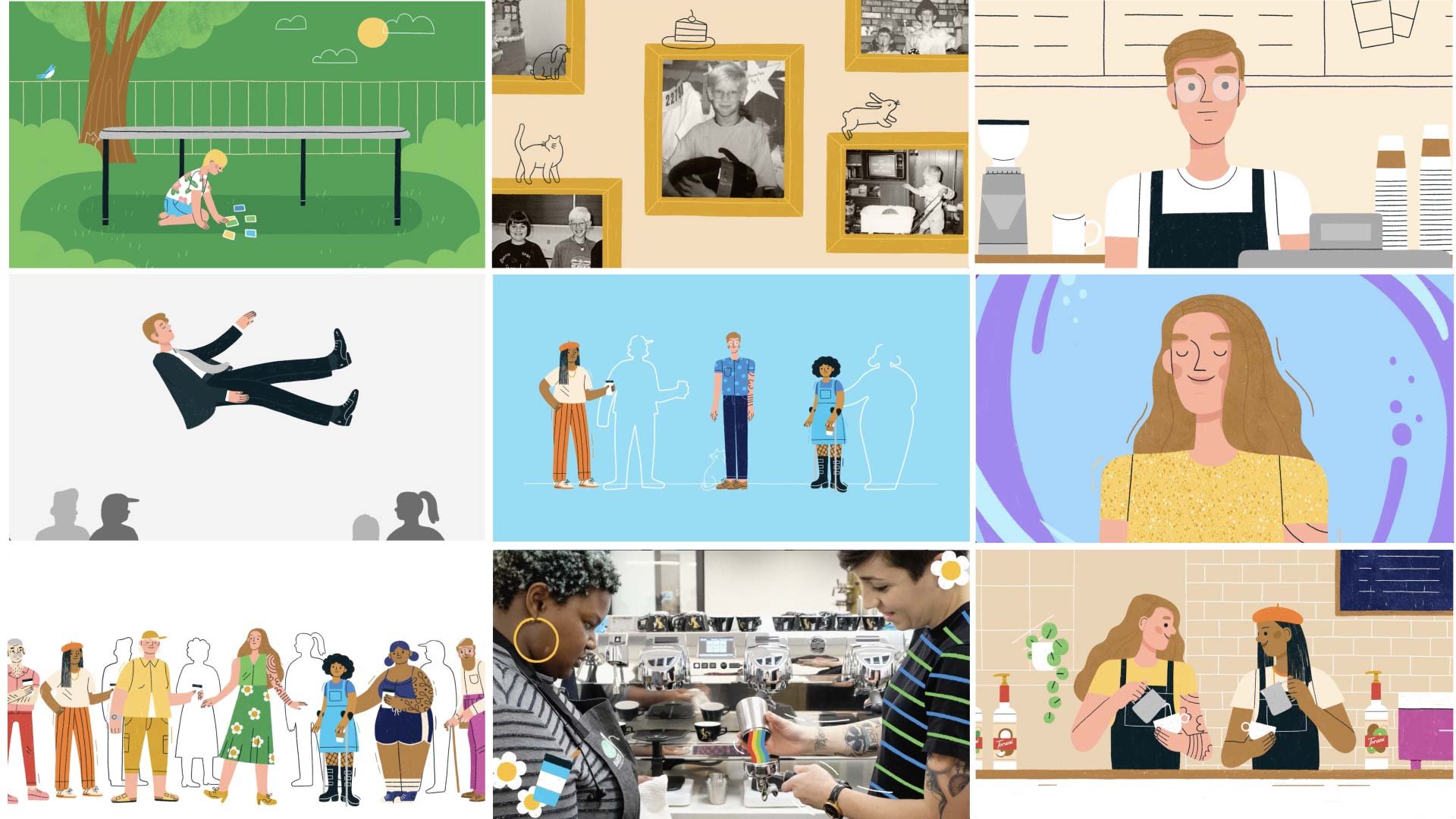 illustrated frames from the animated video about Veronica Grimm