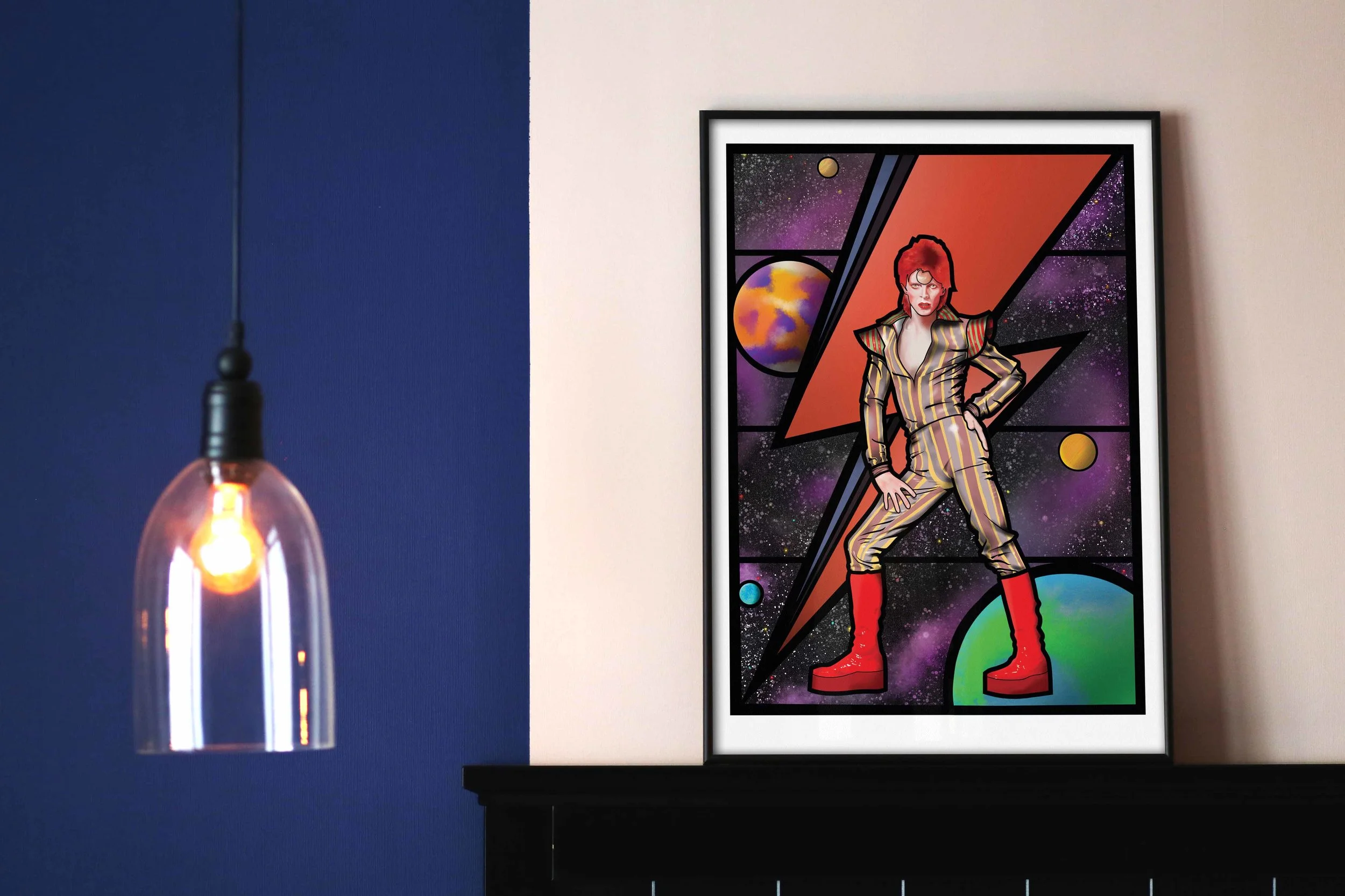 david bowie wall art by digital artist tragic o'hara
