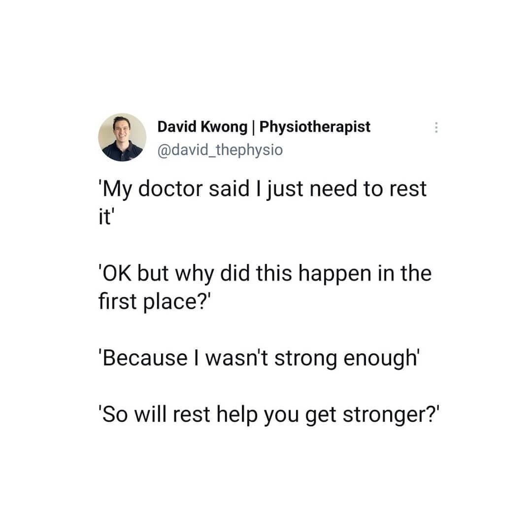 Now this is not to say that rest isn't helpful, and there are some situations where rest is critical for healing (think bone fractures). 

However, for the most part, while rest may help with tissue healing, it's not going to help tissue develop the 
