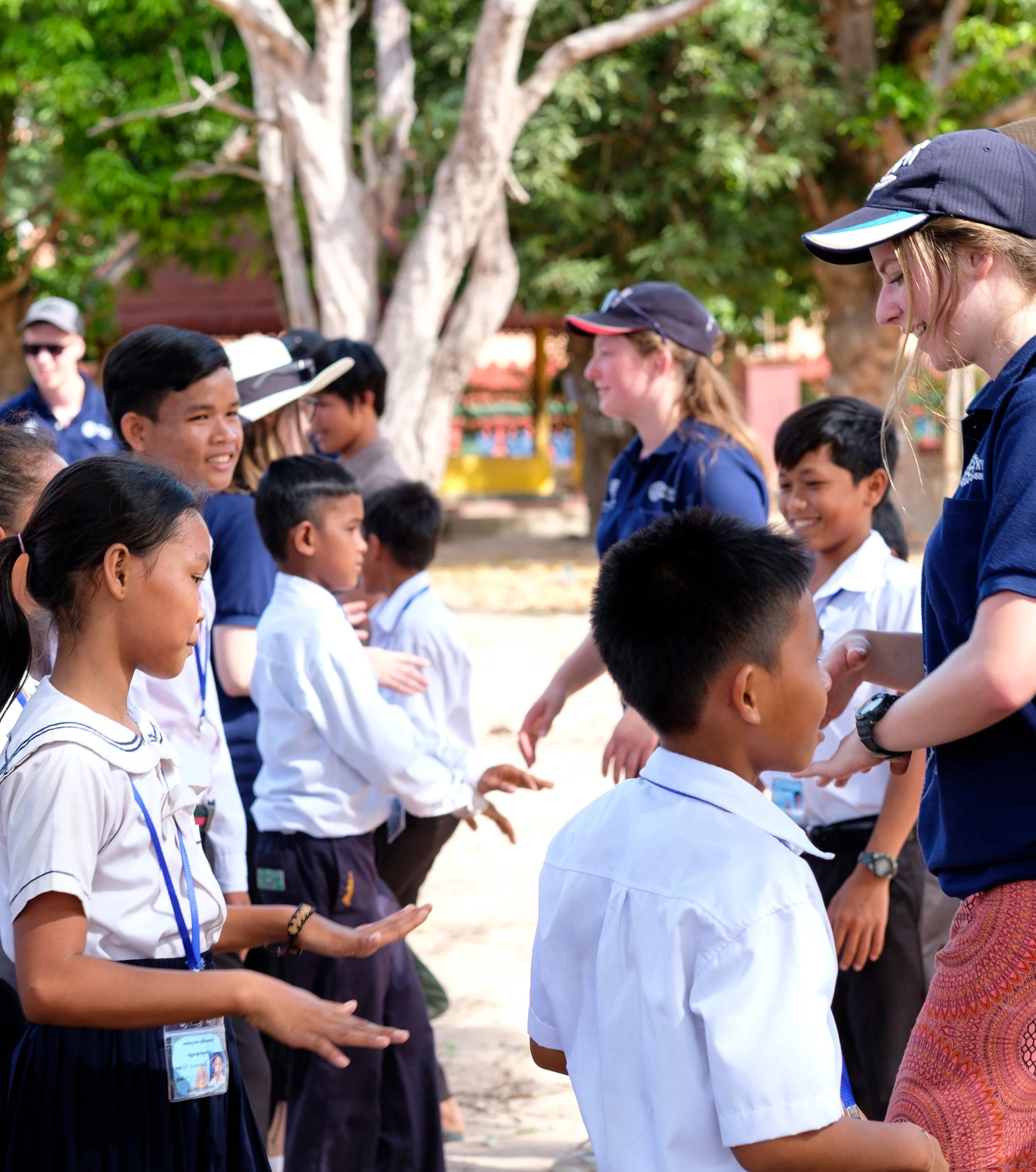 Learning Cambodian dance.