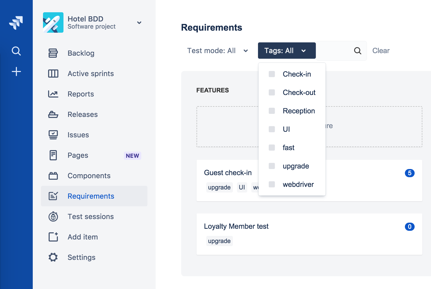 Hindsight requirements screenshot