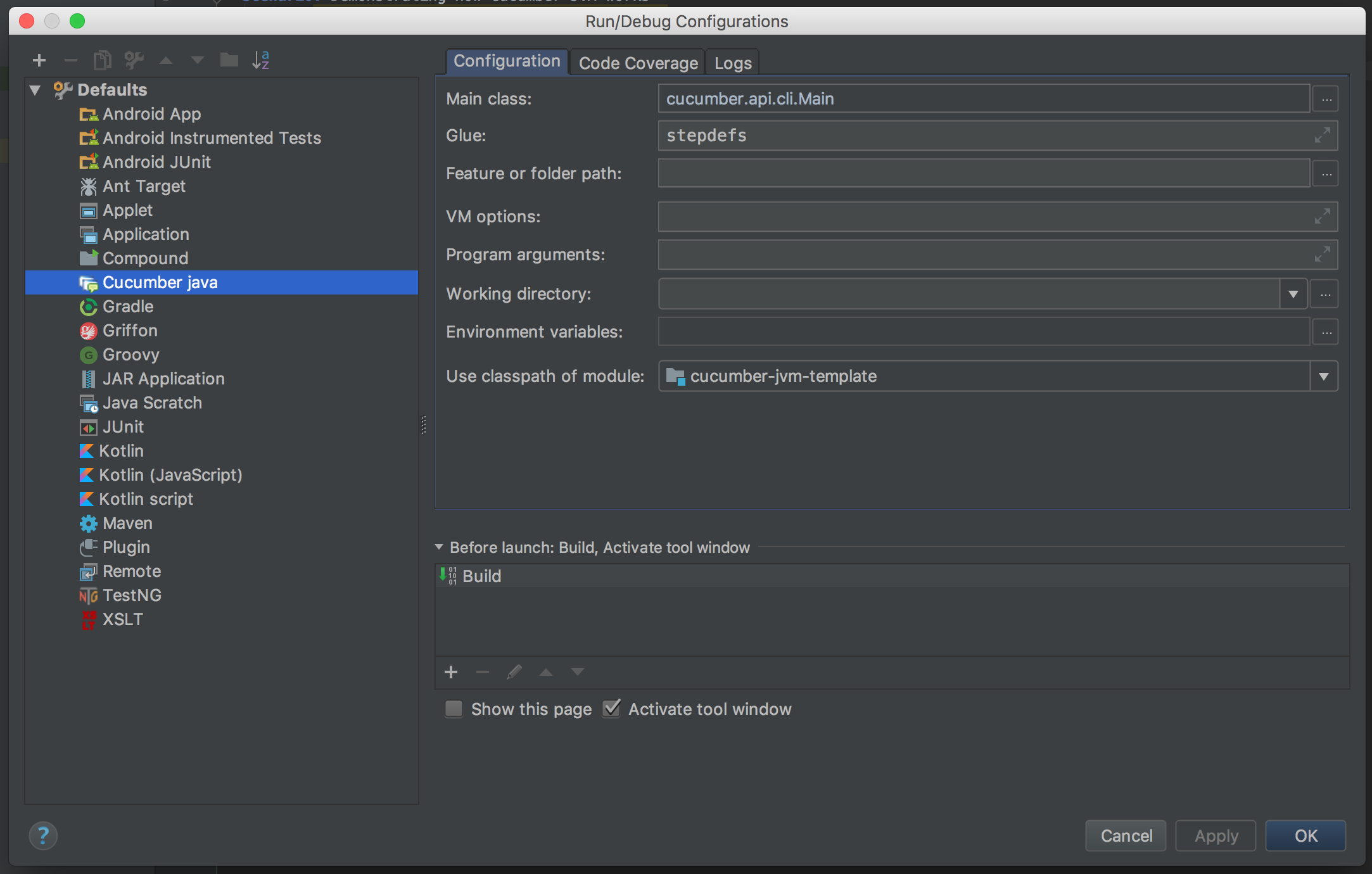 cucumber java config screenshot - cucumber testing java - cucumber java